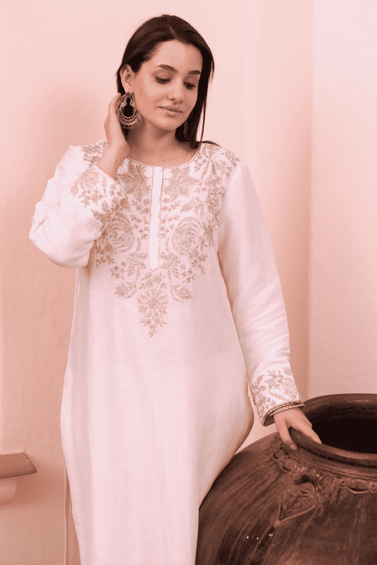 Hand Embroidered Kurta And Pant