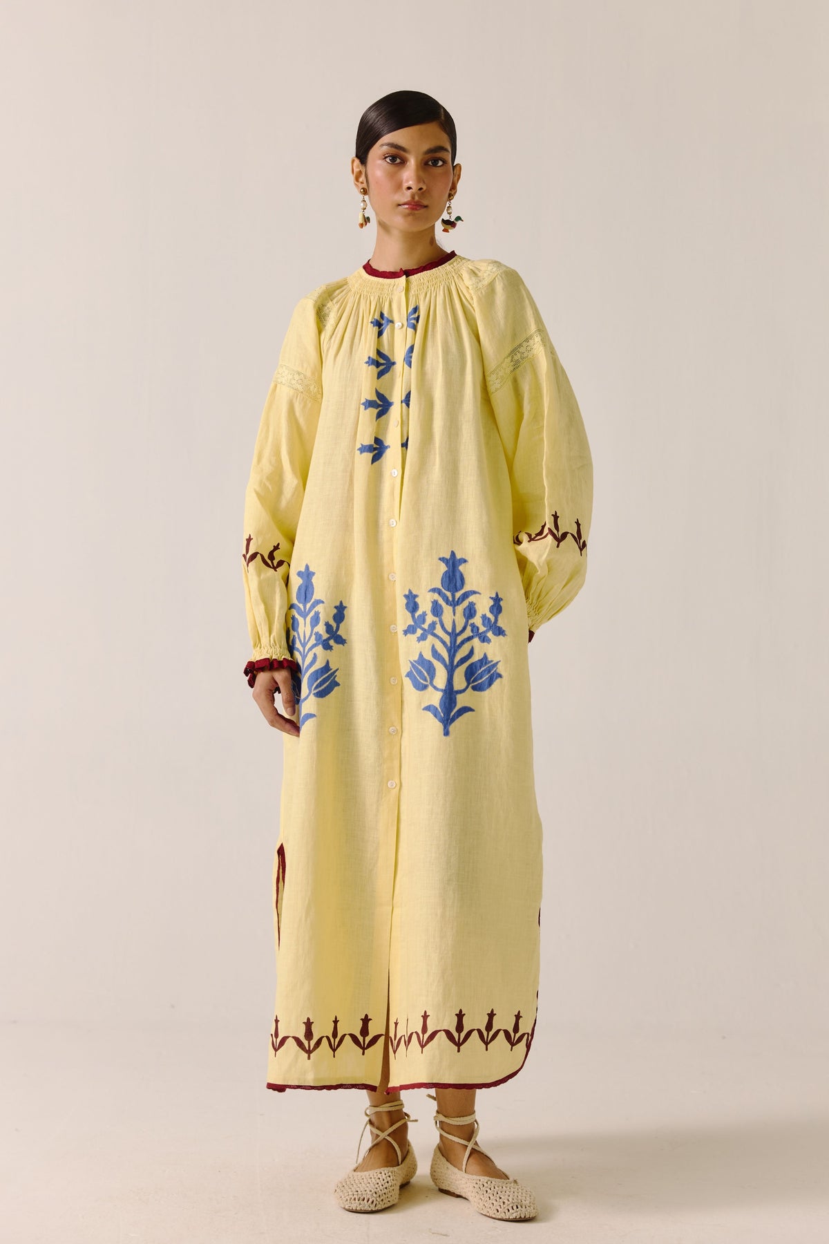 Butter Yellow Bird Applique Chloe Dress