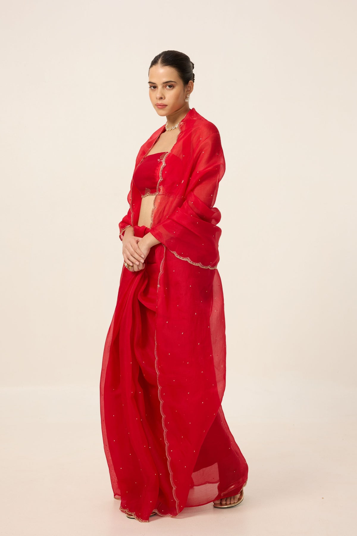 Ruby Red Organza Saree