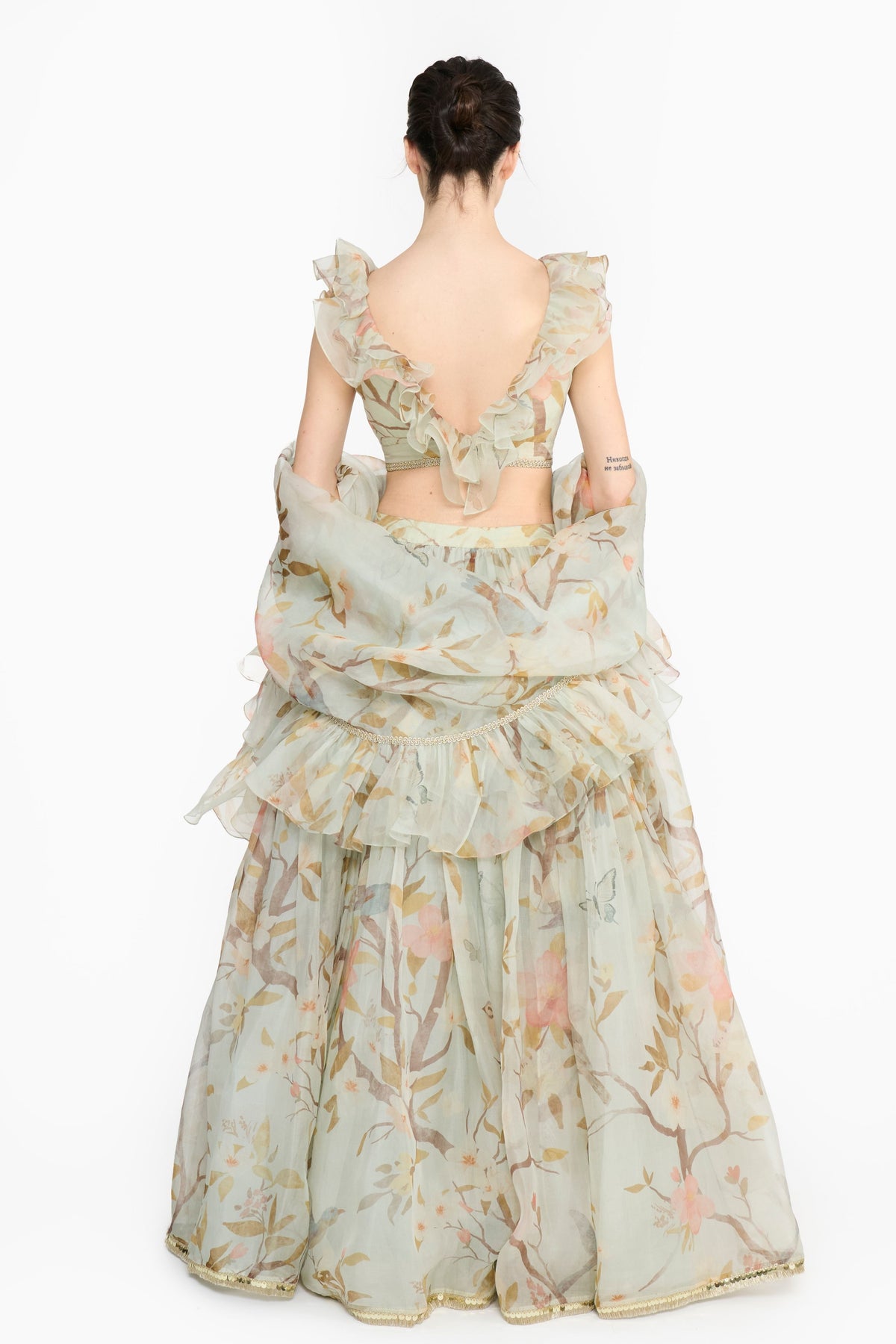 Light Teal Chinoiserie Lehenga Set