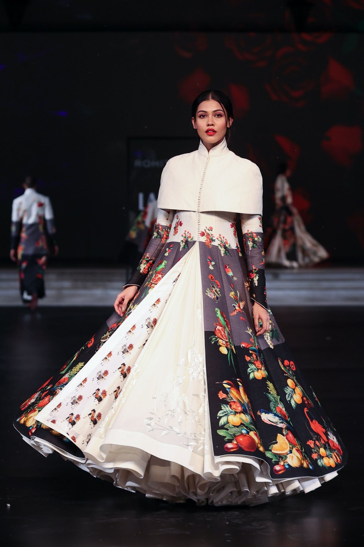 Embroidered Long Printed Quilted Jacket