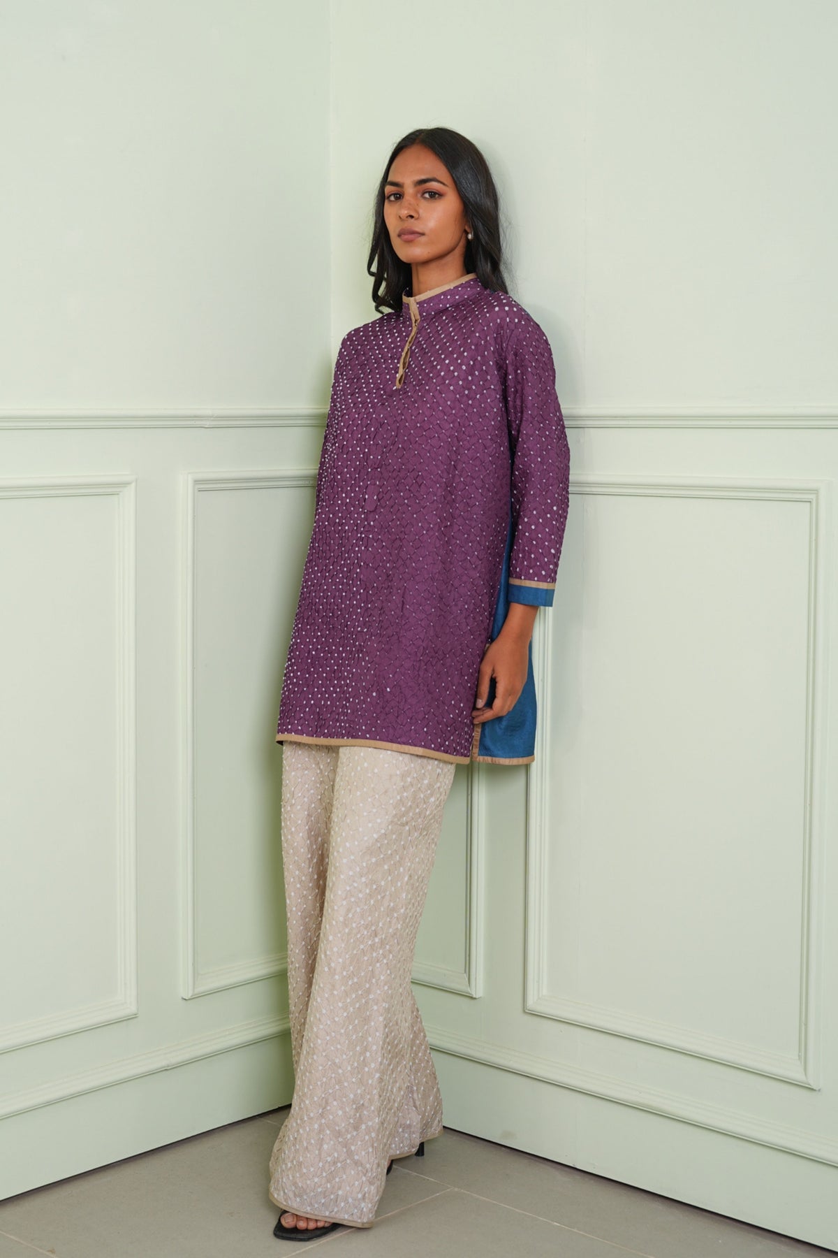 Lilac Crushed Bandhani Shirt