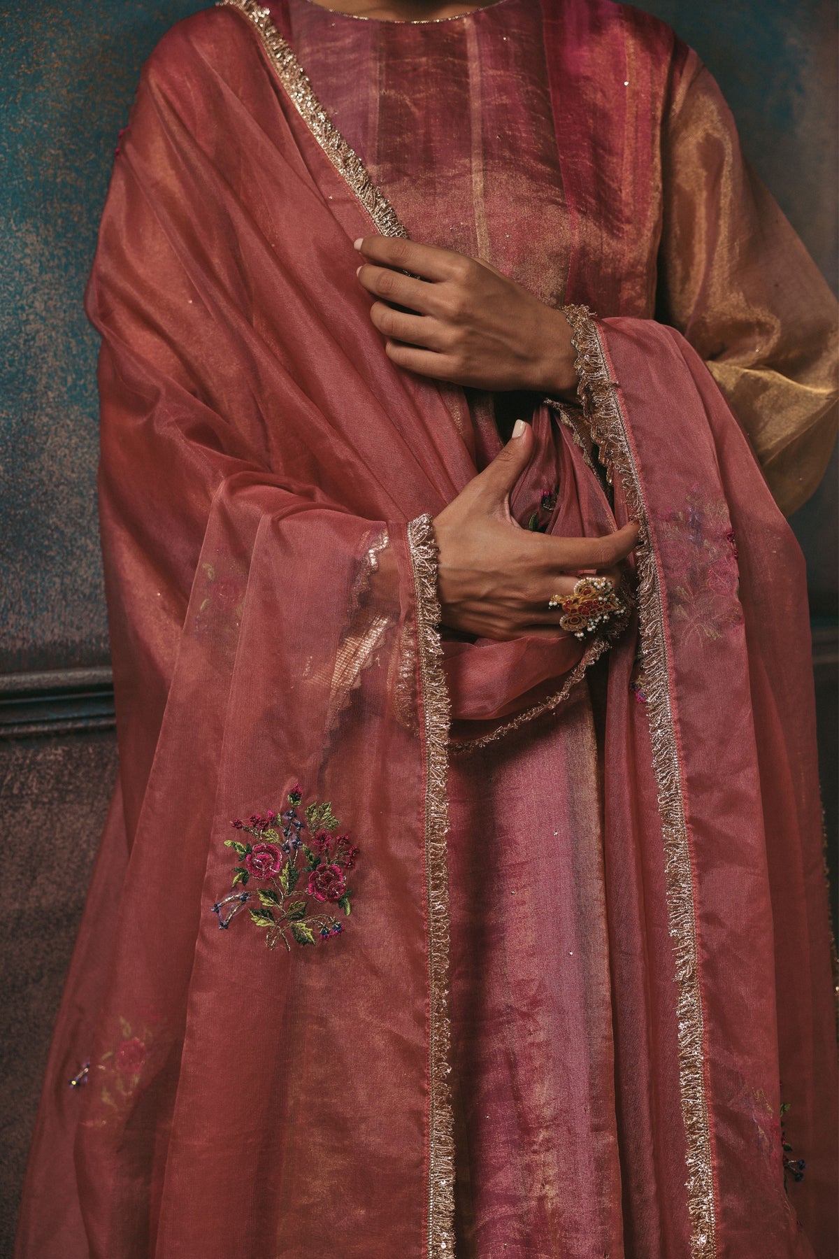 Peach Rimjhim Kurta Set