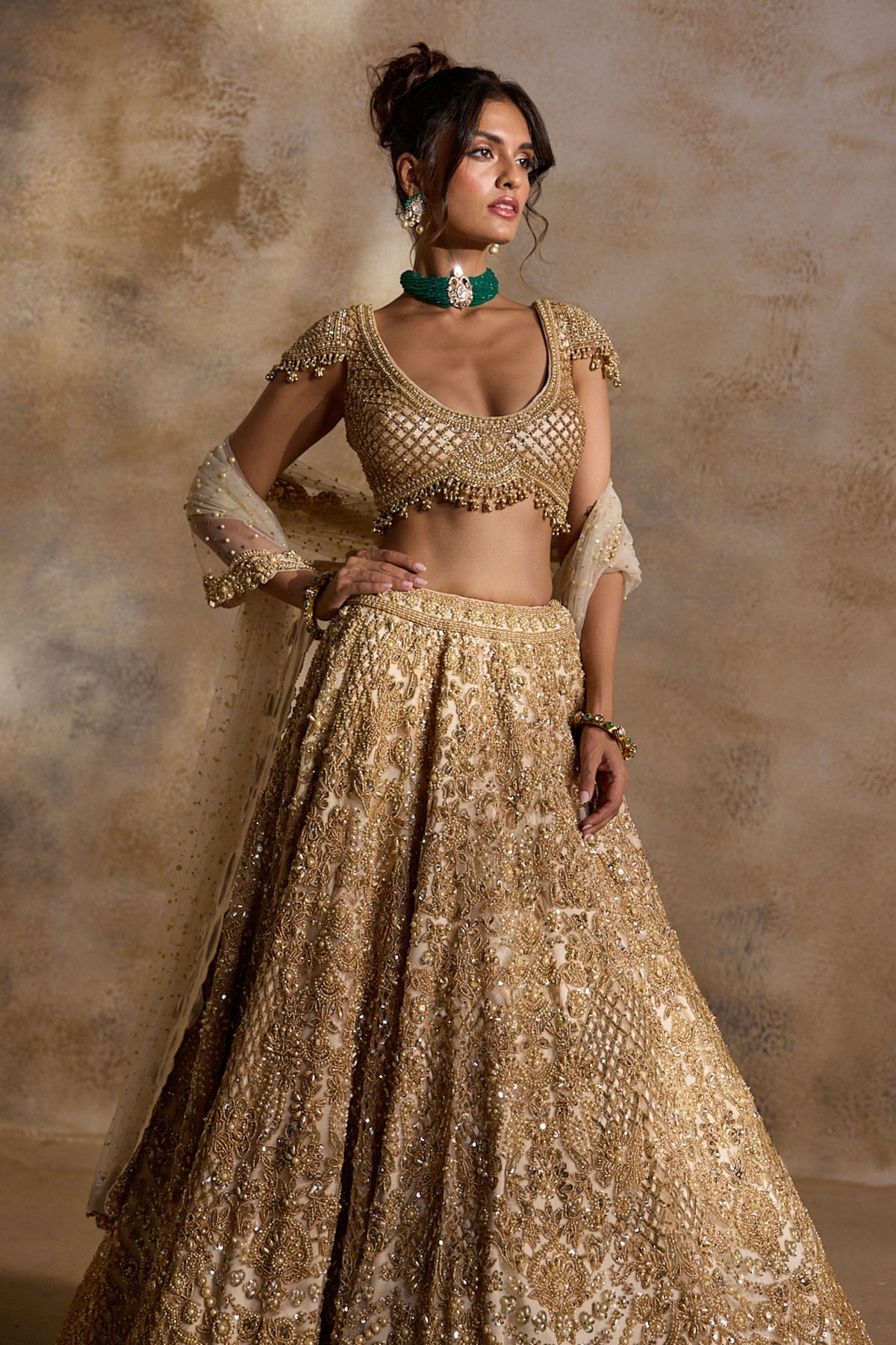 Gold Cutwork Lehenga Set