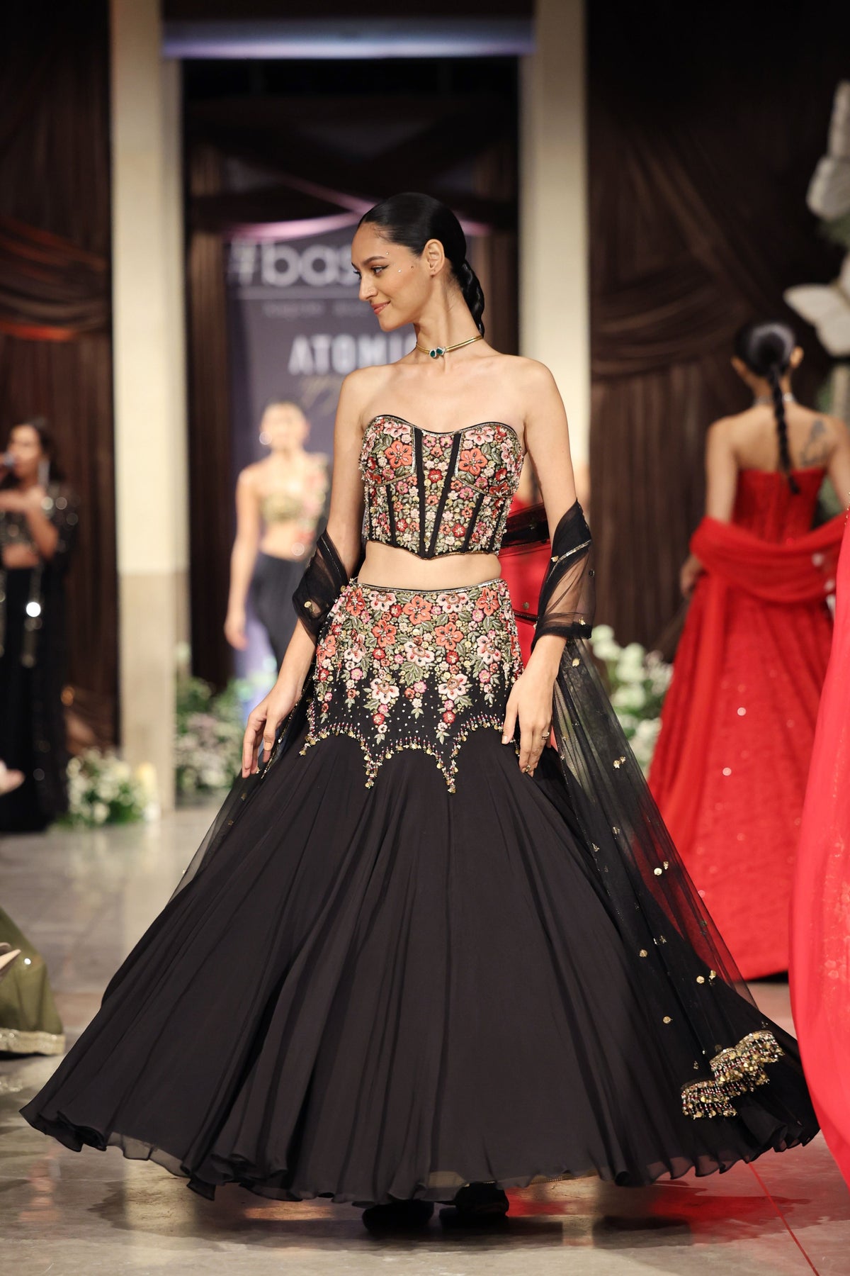Black Embroidered Lehenga Set