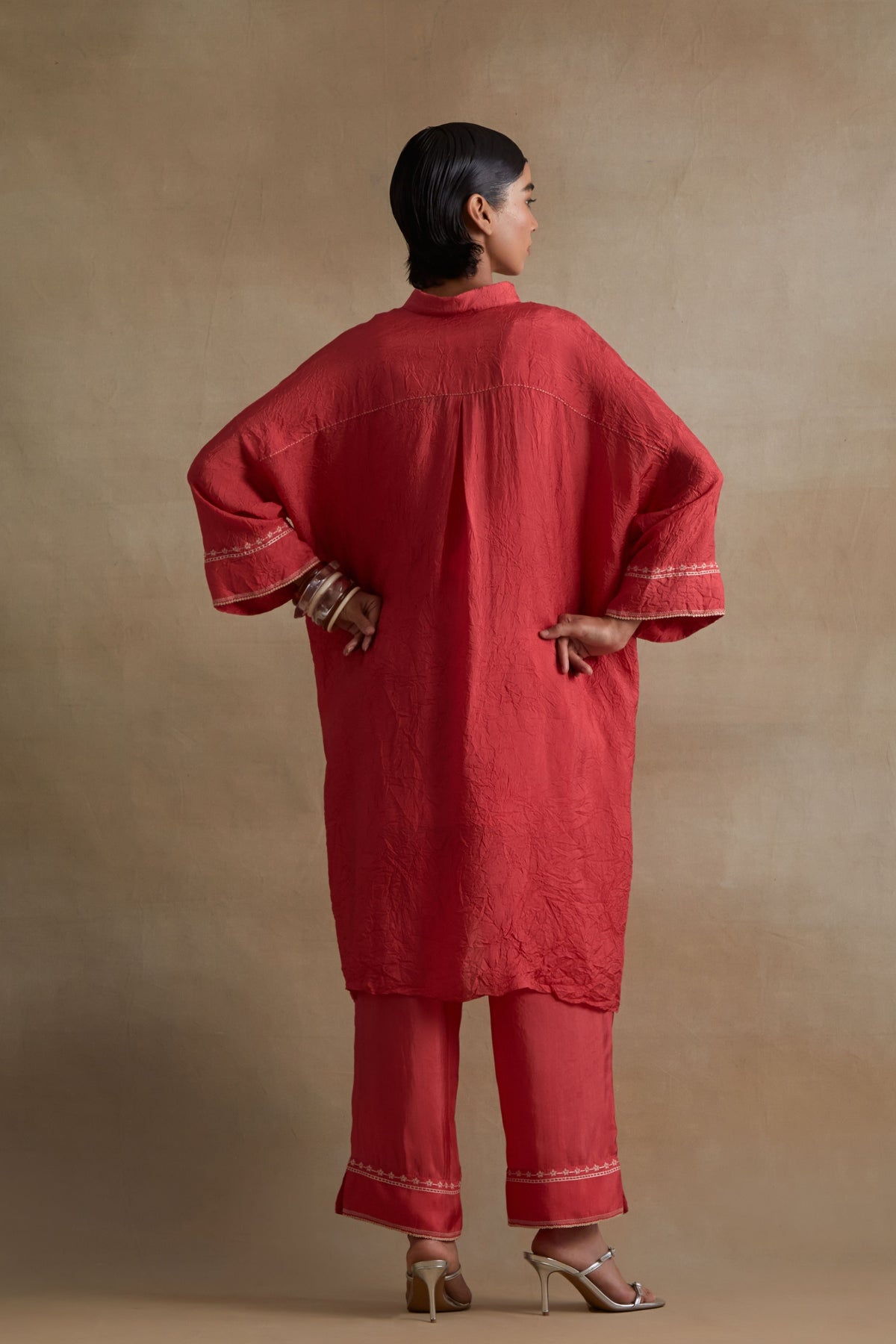 Tomato Stylized Embroidered Kaftan Set