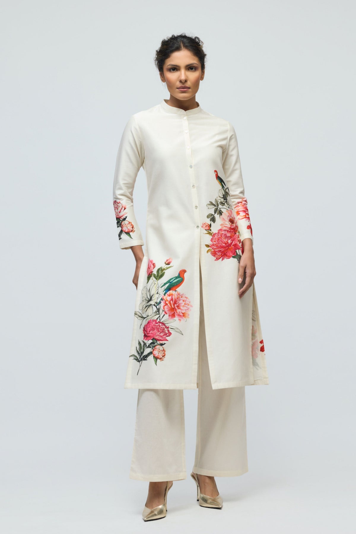 Chanderi Floral Printed Tunic Set