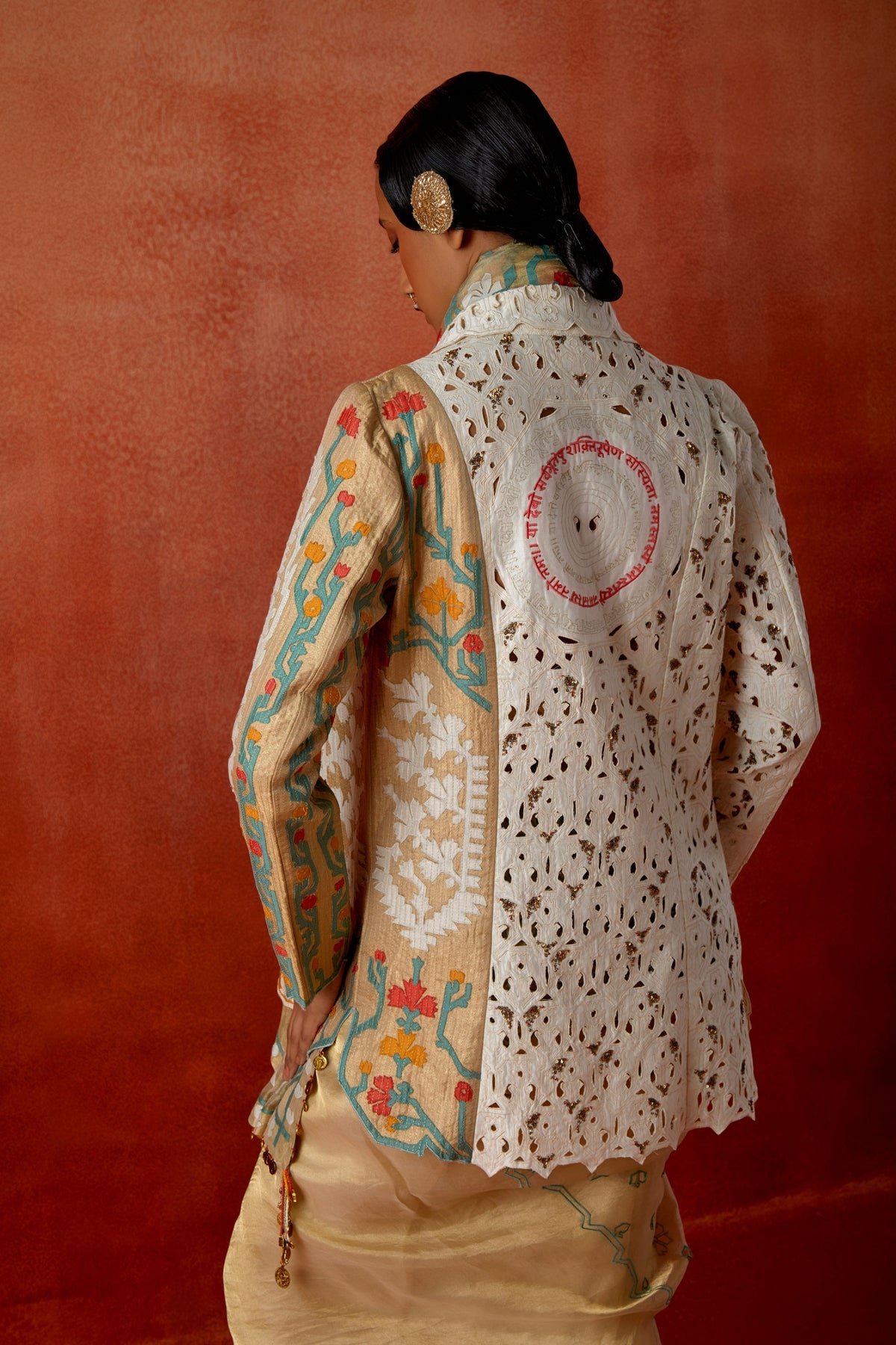 Gold Jacket Sari Set