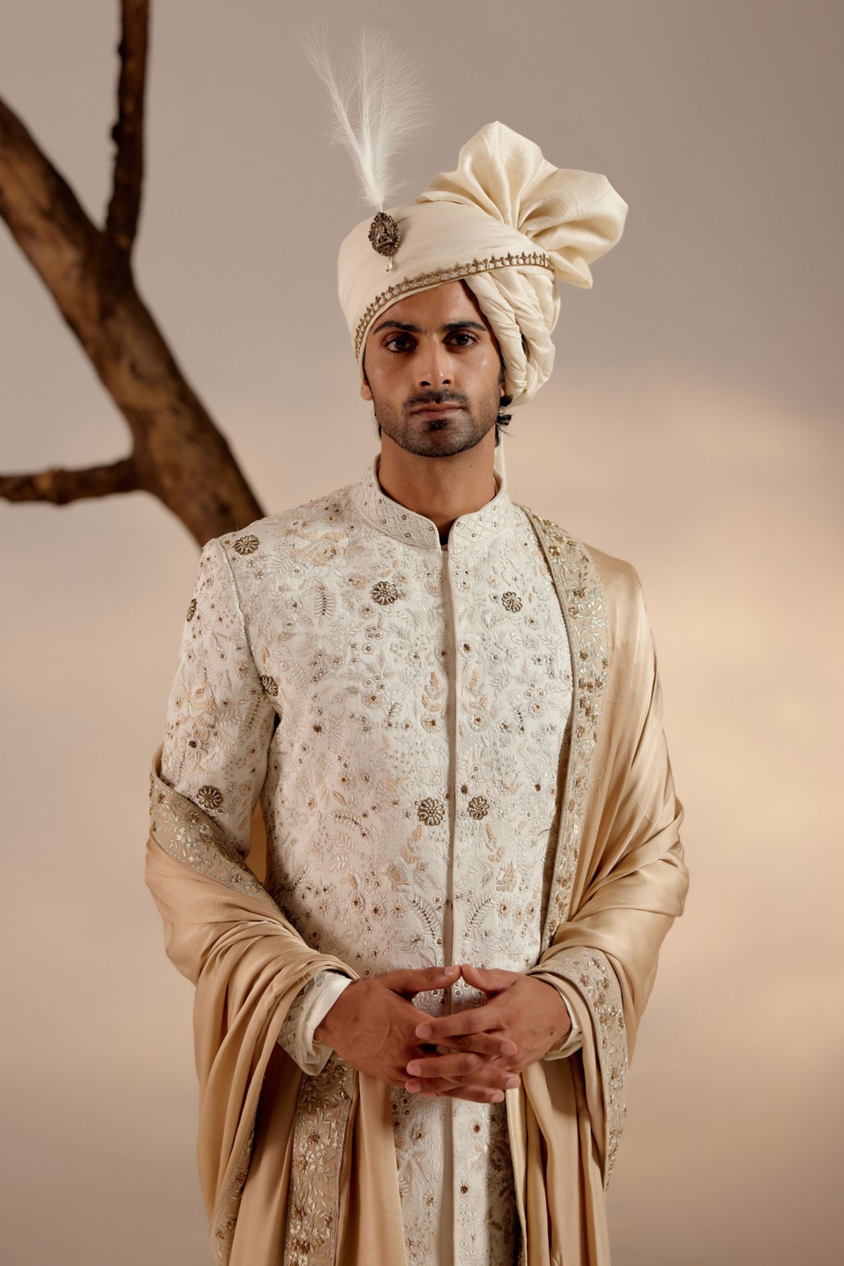 Ivory &amp; Gold Sherwani Set