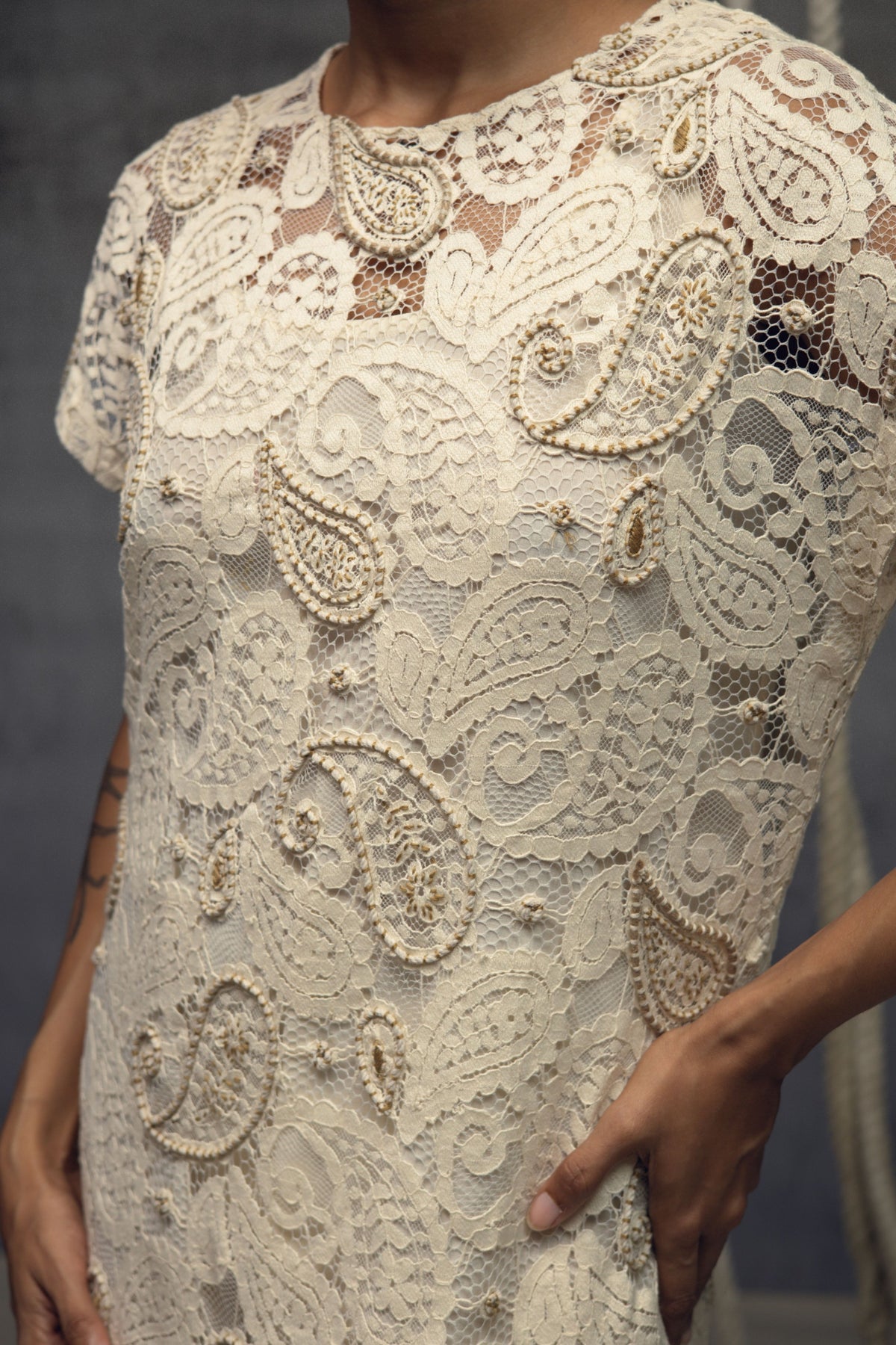 Ivory Paisley Lace Midi