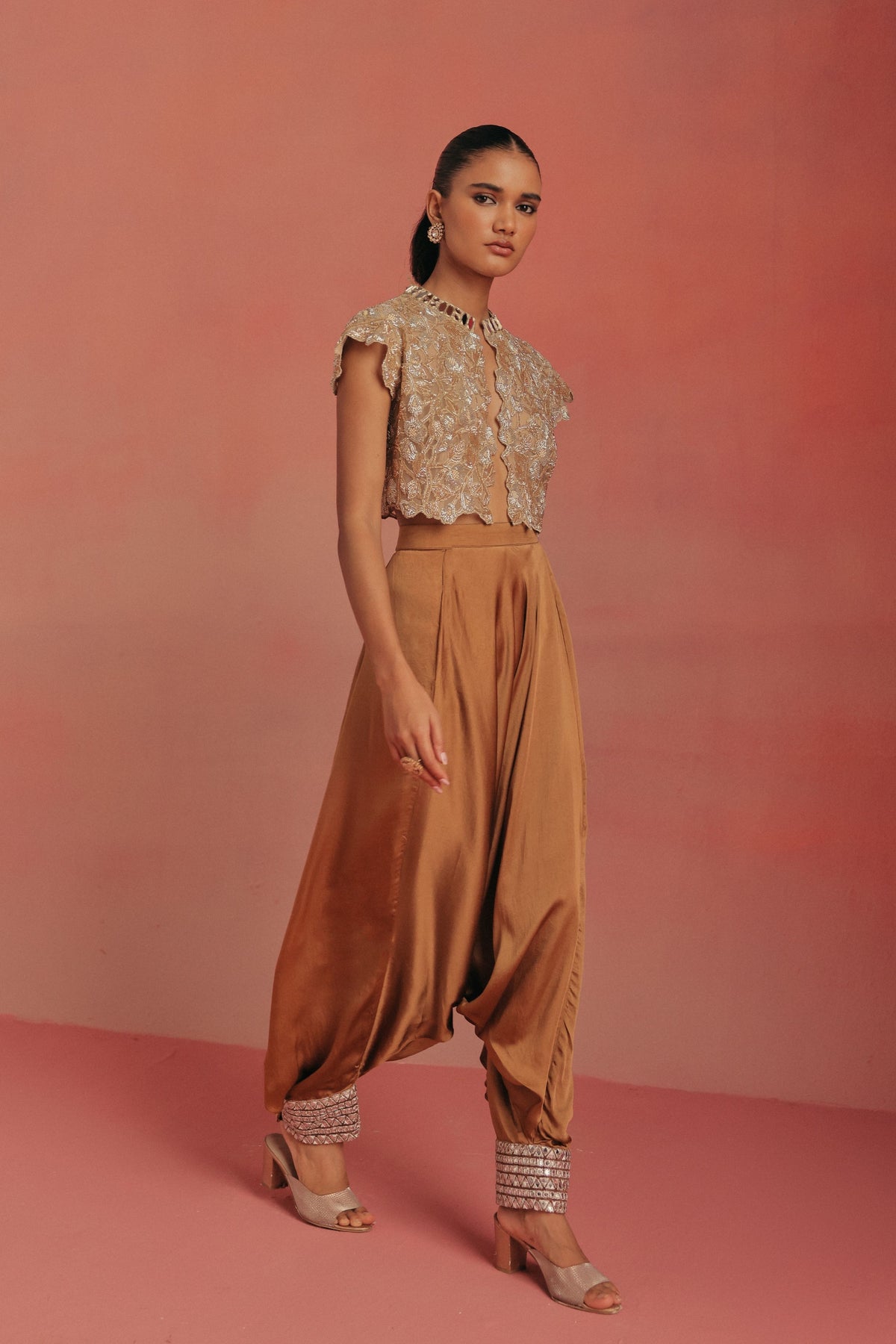 Natural Gold Crop Jacket Set