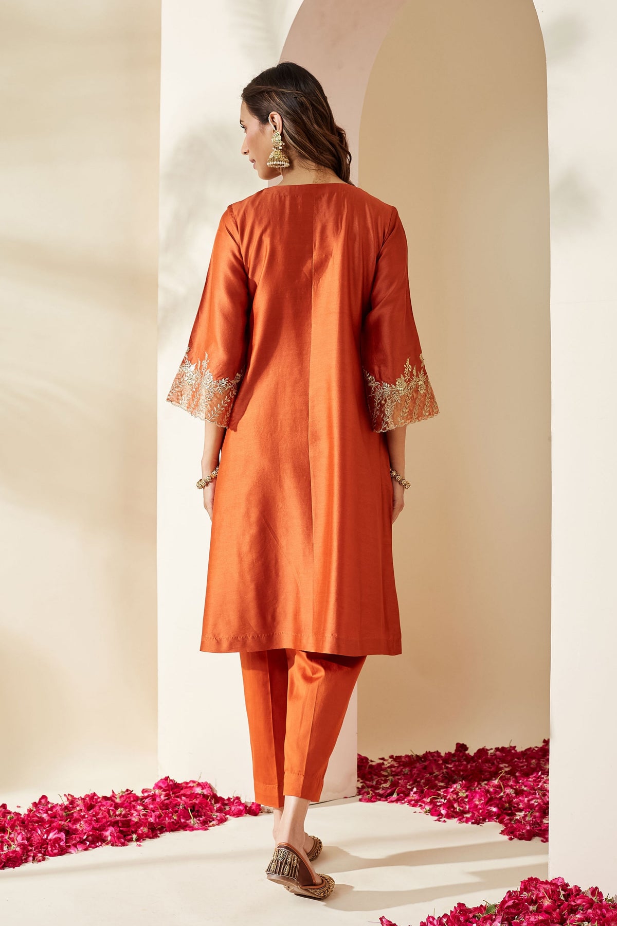 Orange Chanderi Svara Kurta Set