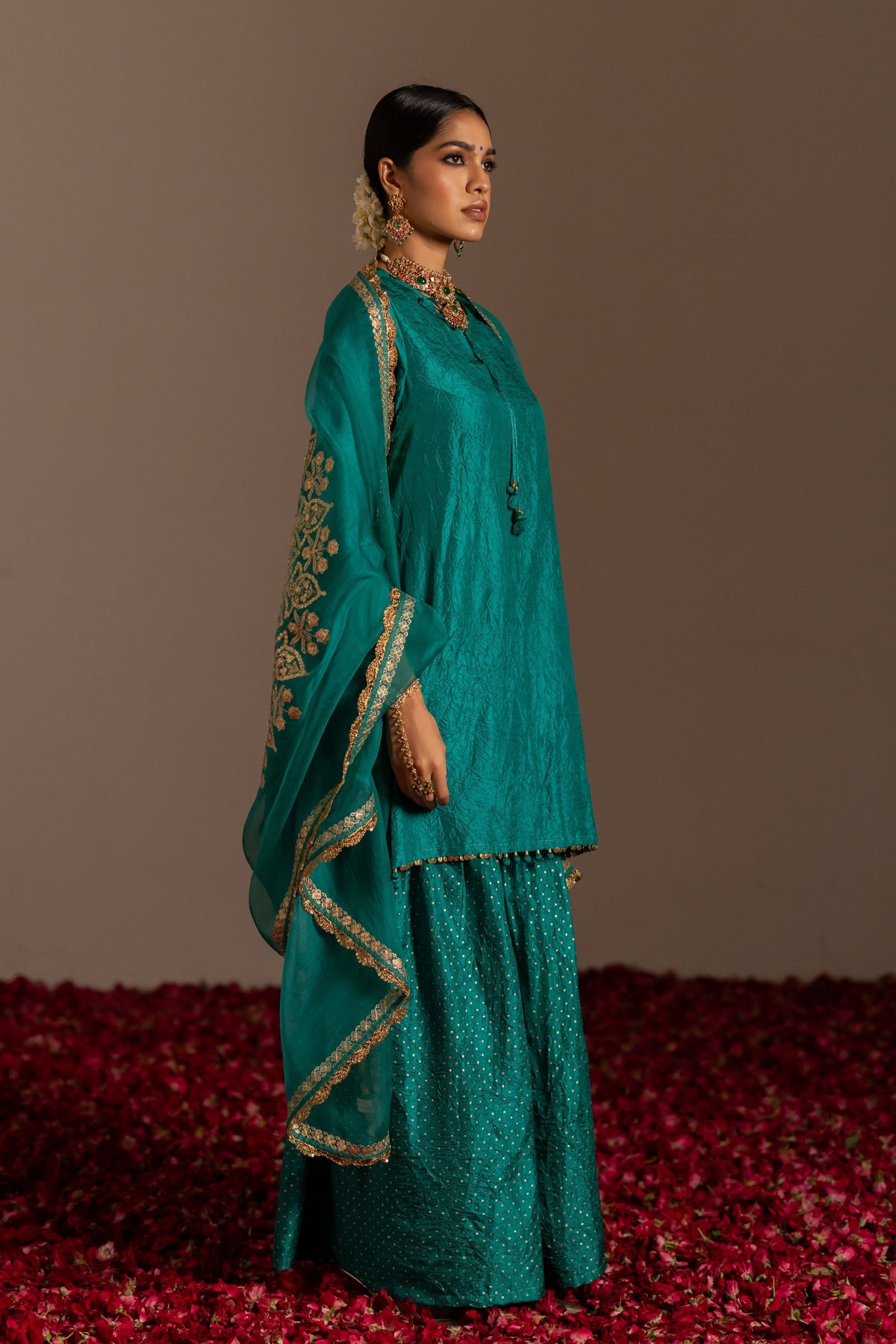 Round V-Neck Sharara Set