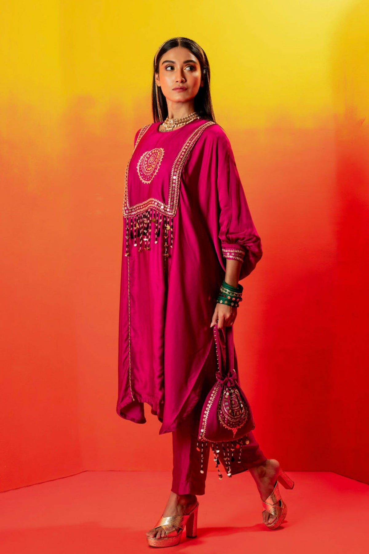 Tara Pink Kaftan Set
