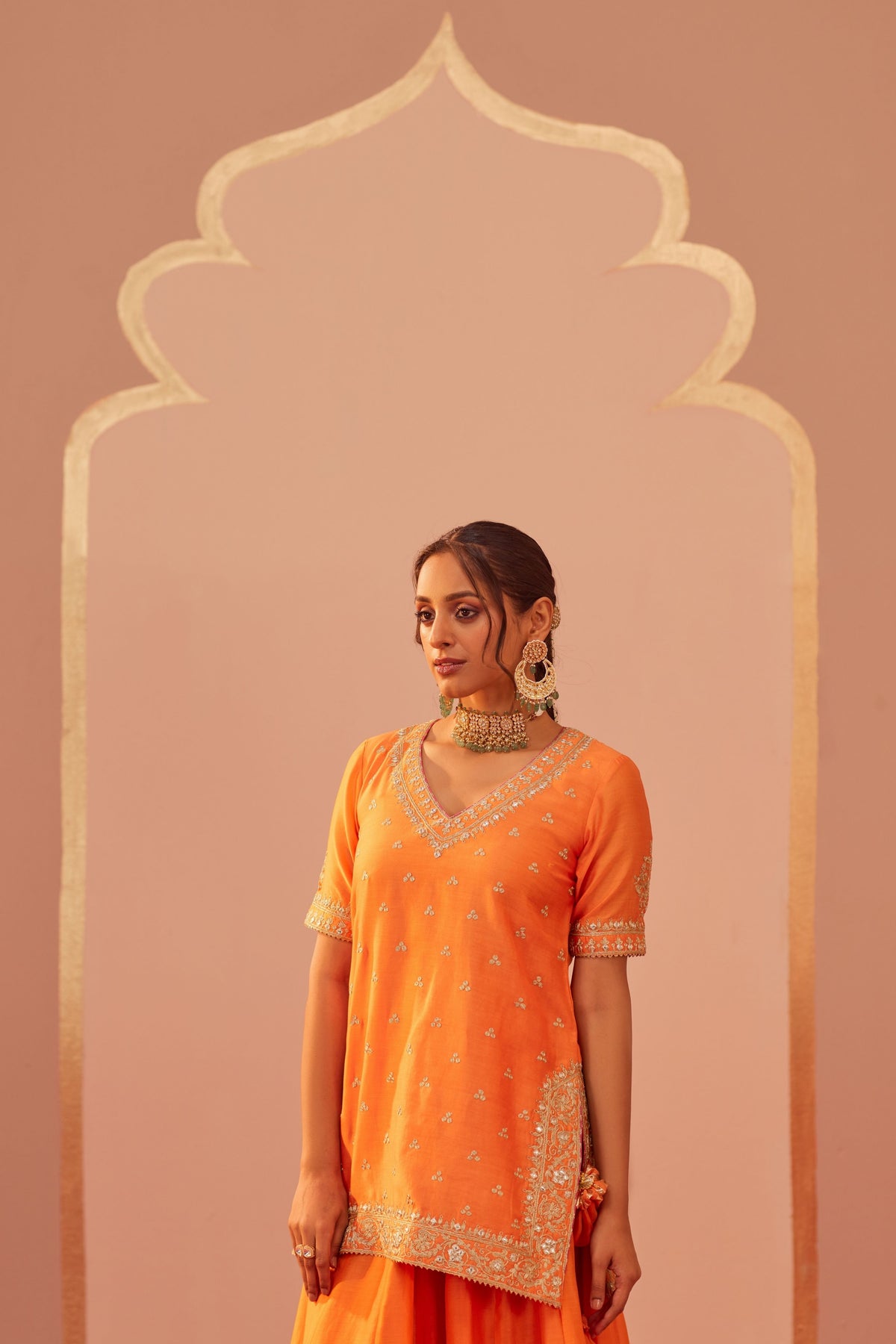 Faaiza Orange Lehenga Set