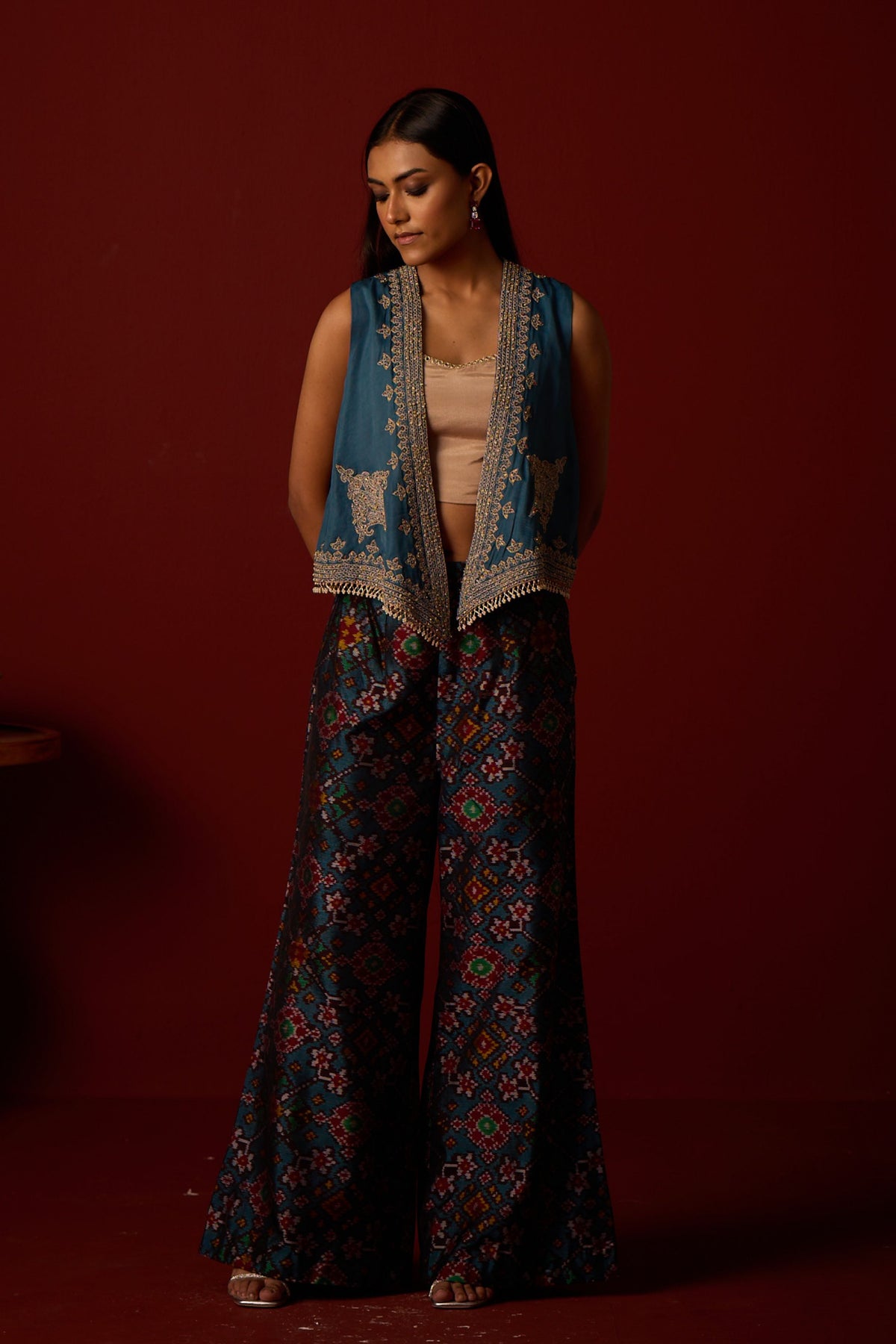 Ivory Asymmetrical Marodi Gilet Set