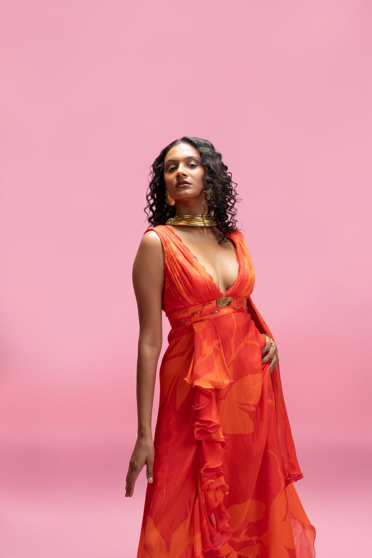Red Draped Gown