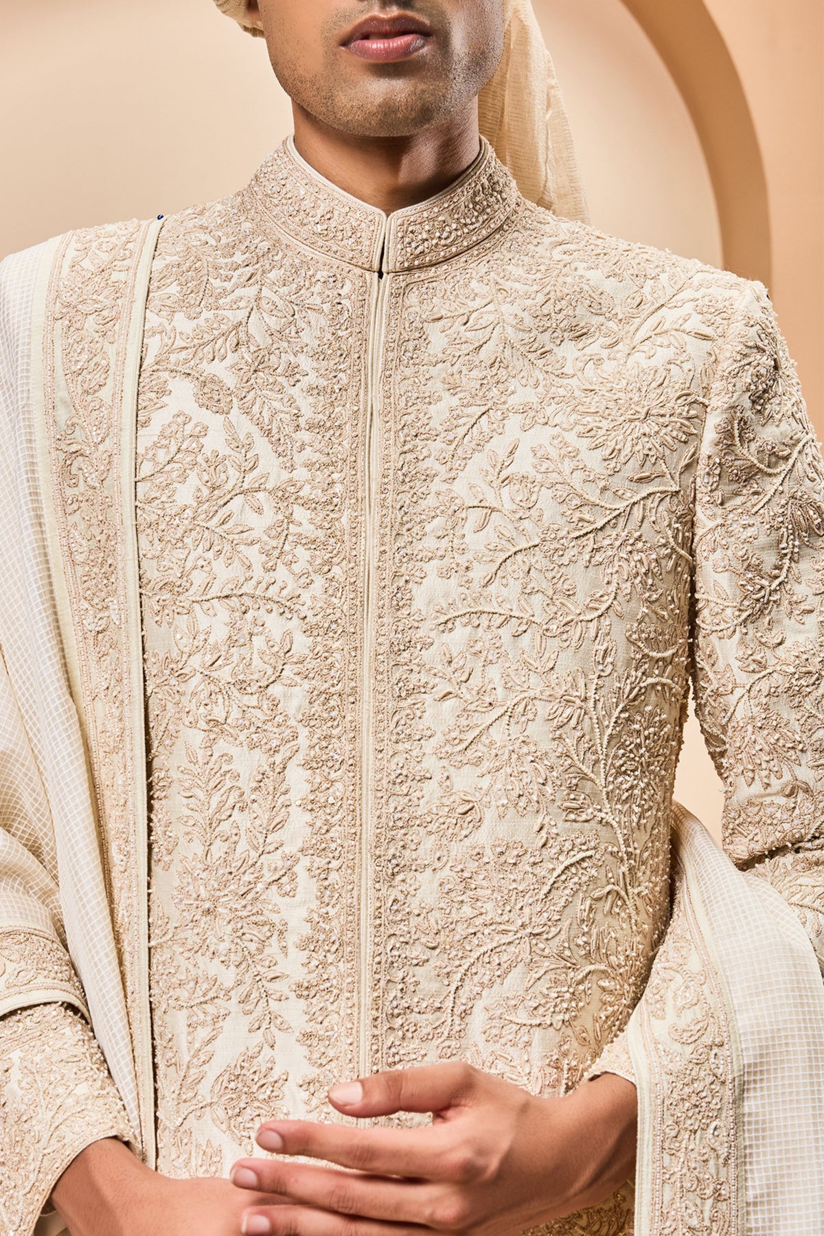 Golden Zari Sherwani Set