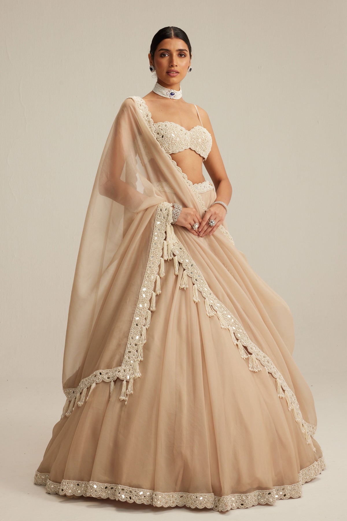 Light Beige OAS Lehenga Set