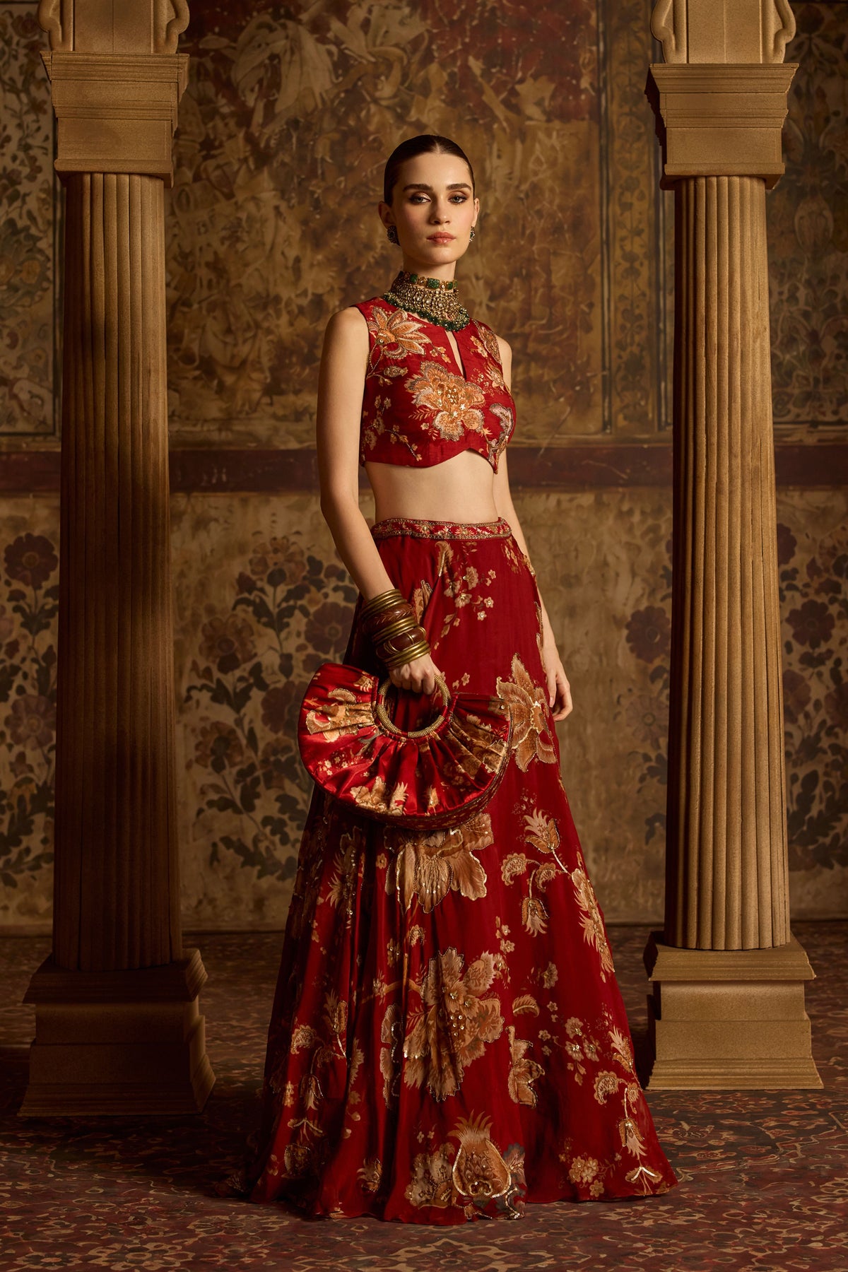 Adwika Ruby Red Lehenga Set