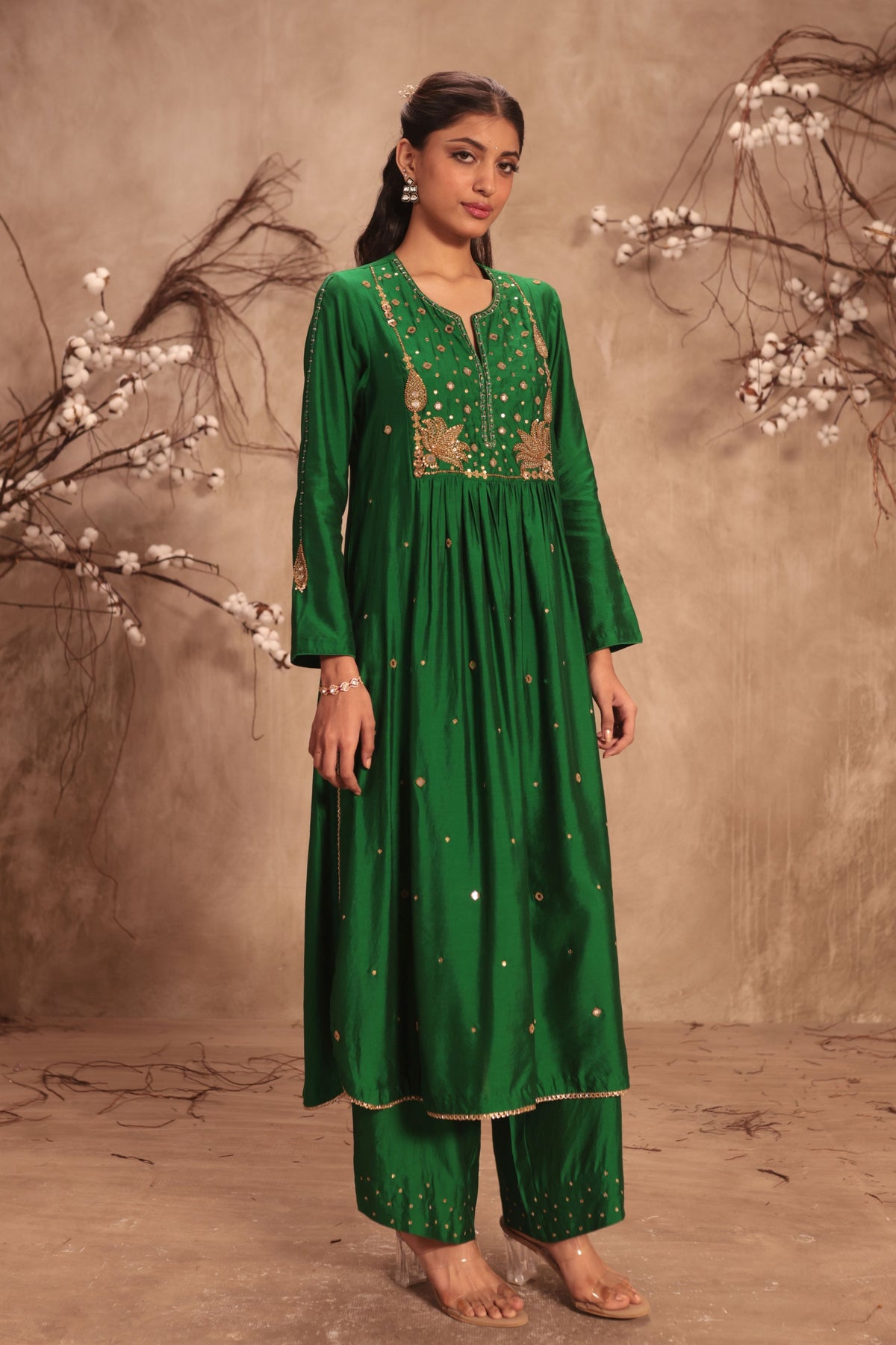 Green Frockstyle Kurta Set