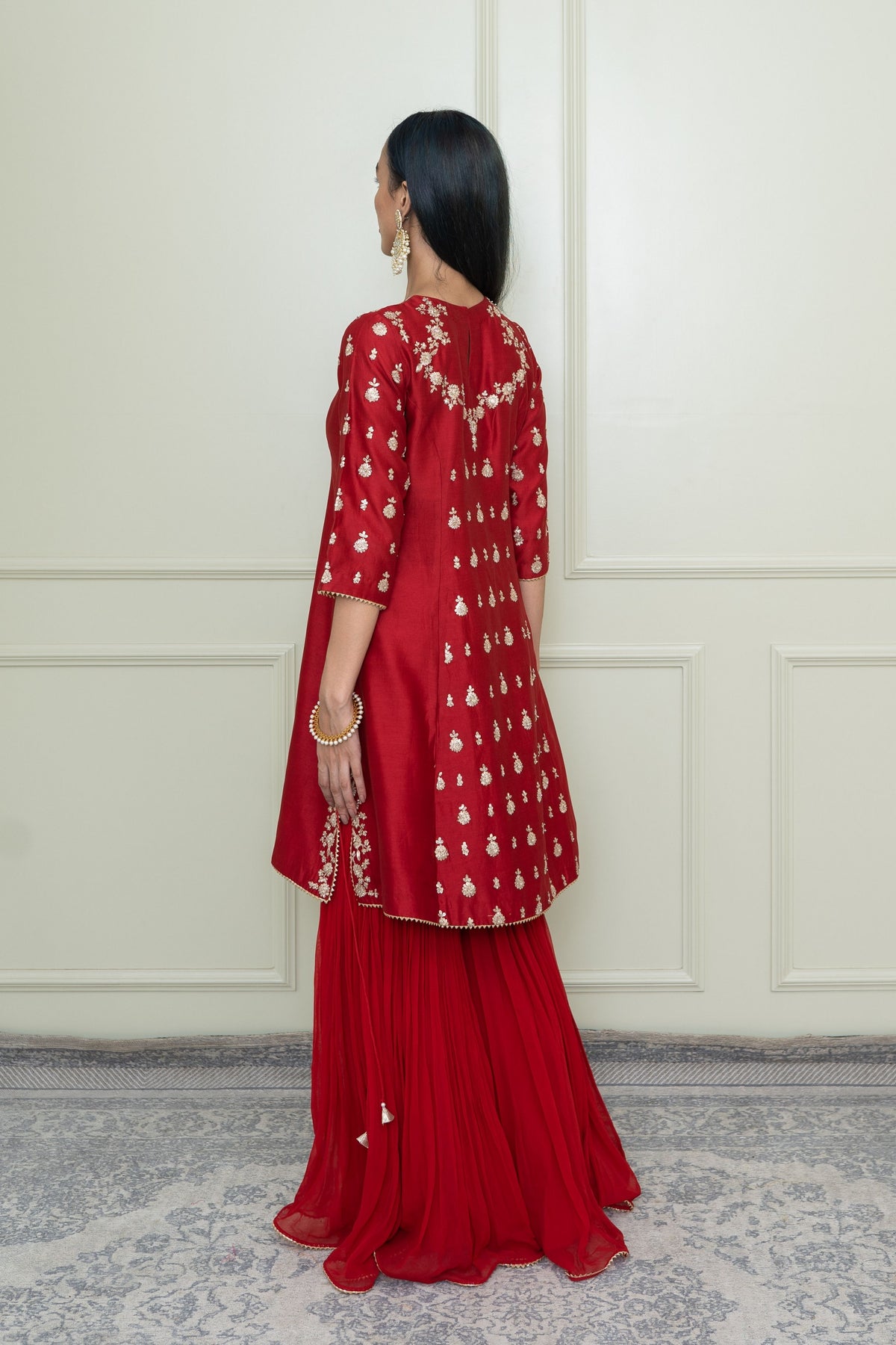 Scarlet red gharara set