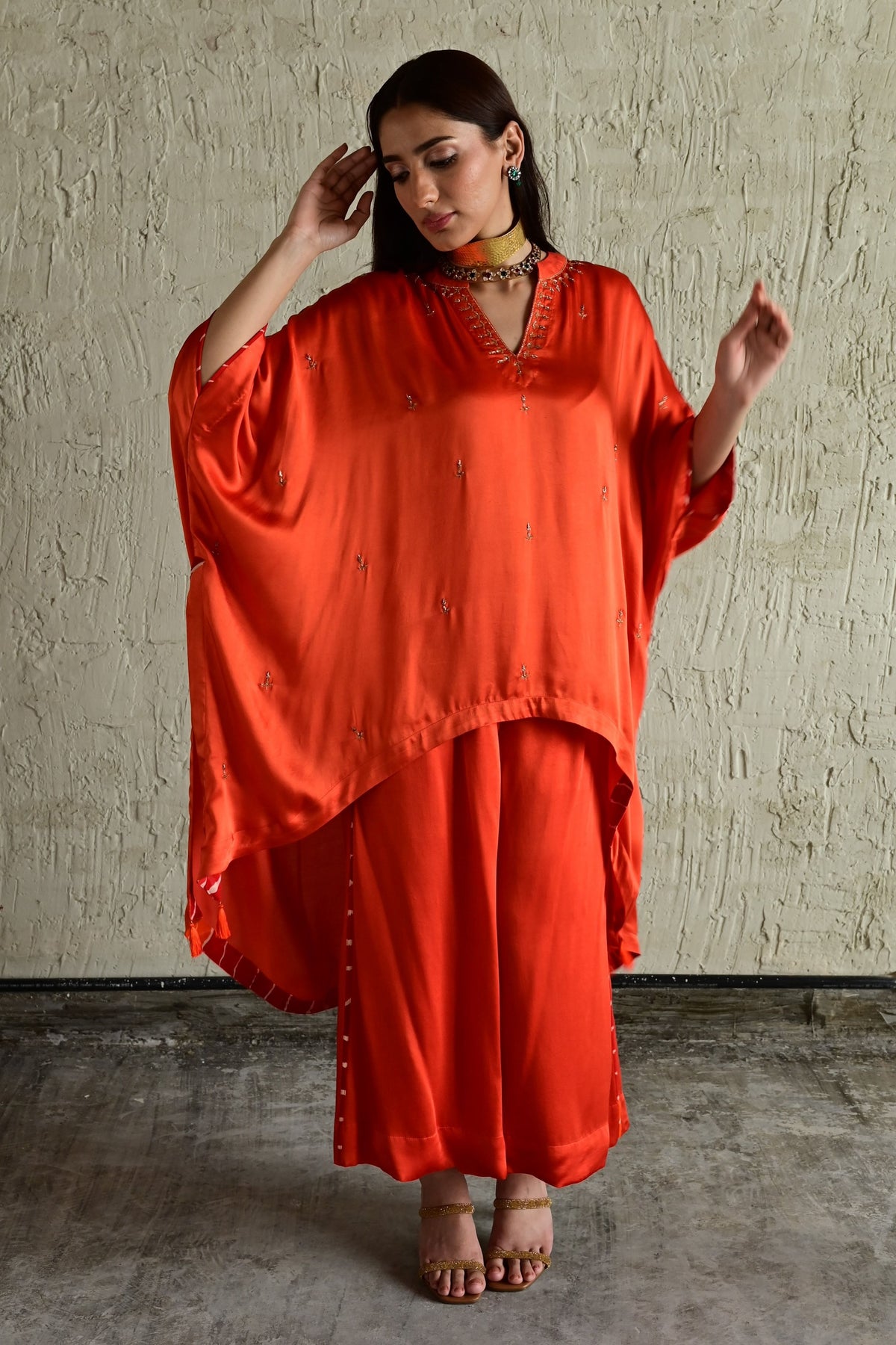 Sunset Orange Shazia Pant Set
