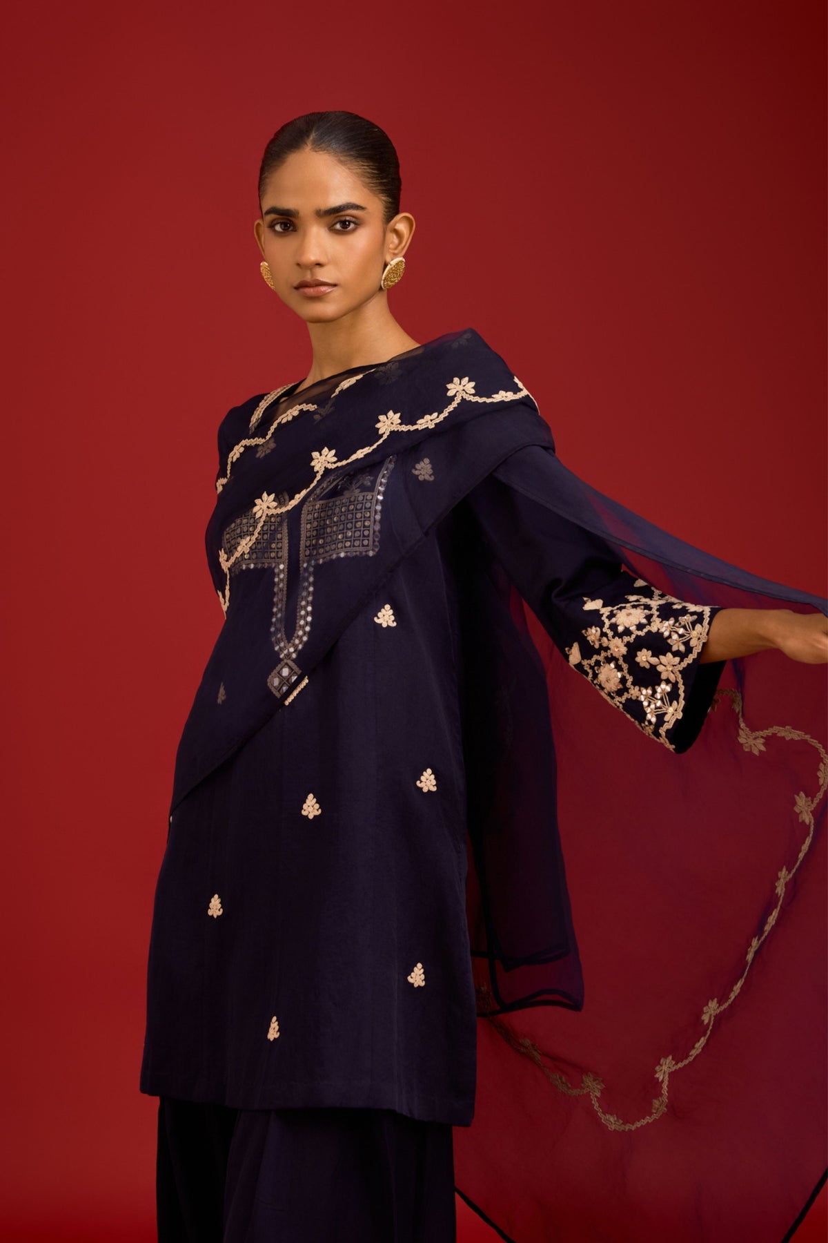 Navy Cotton Kurta Set