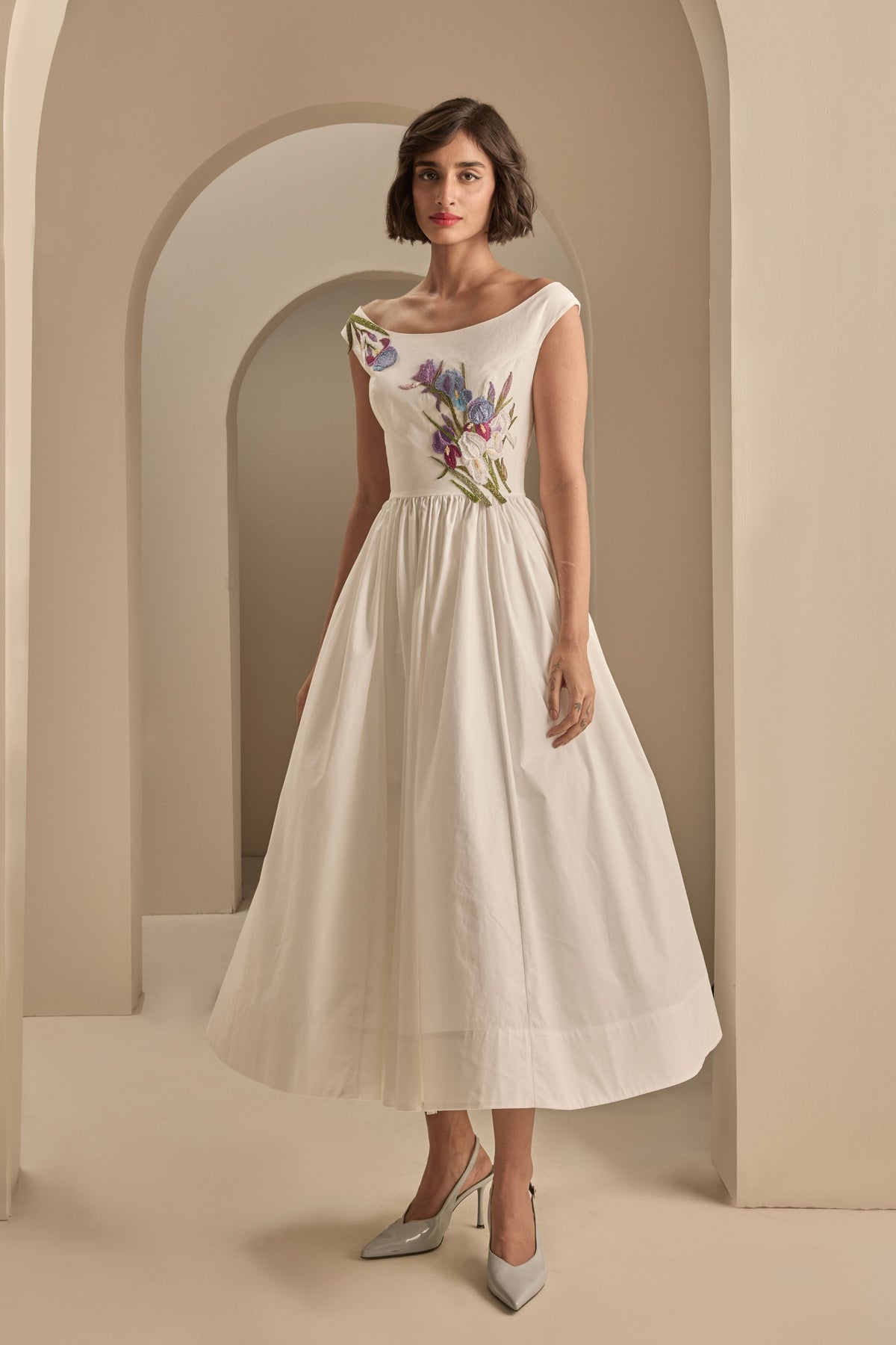 Boat Neck Midi Dress