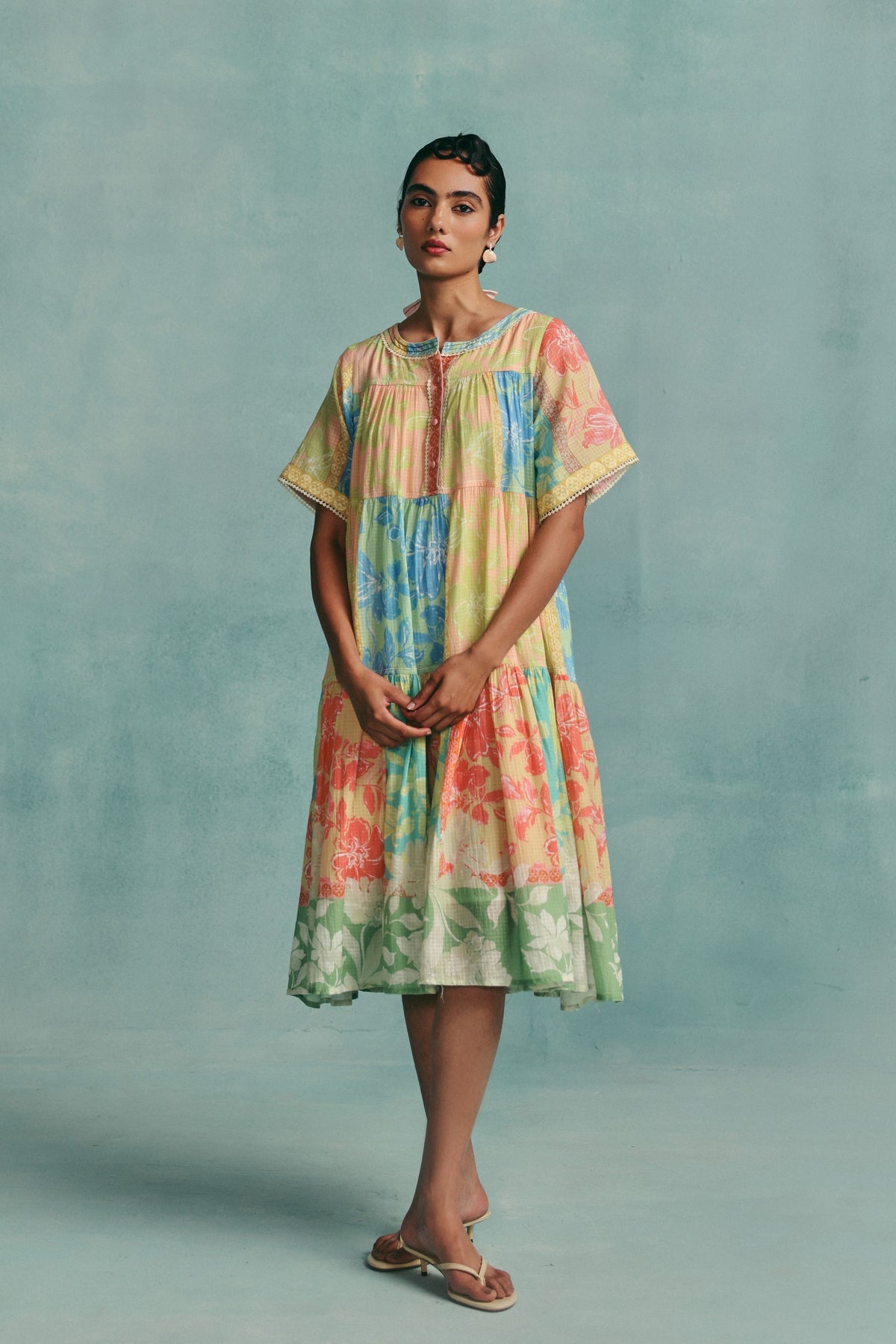 Patchwork Tiered Dress