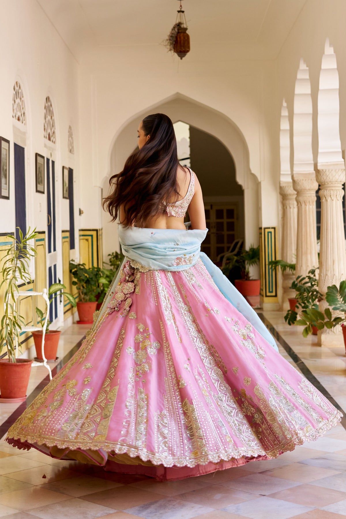 Rosaline Pink Organza Lehenga Set