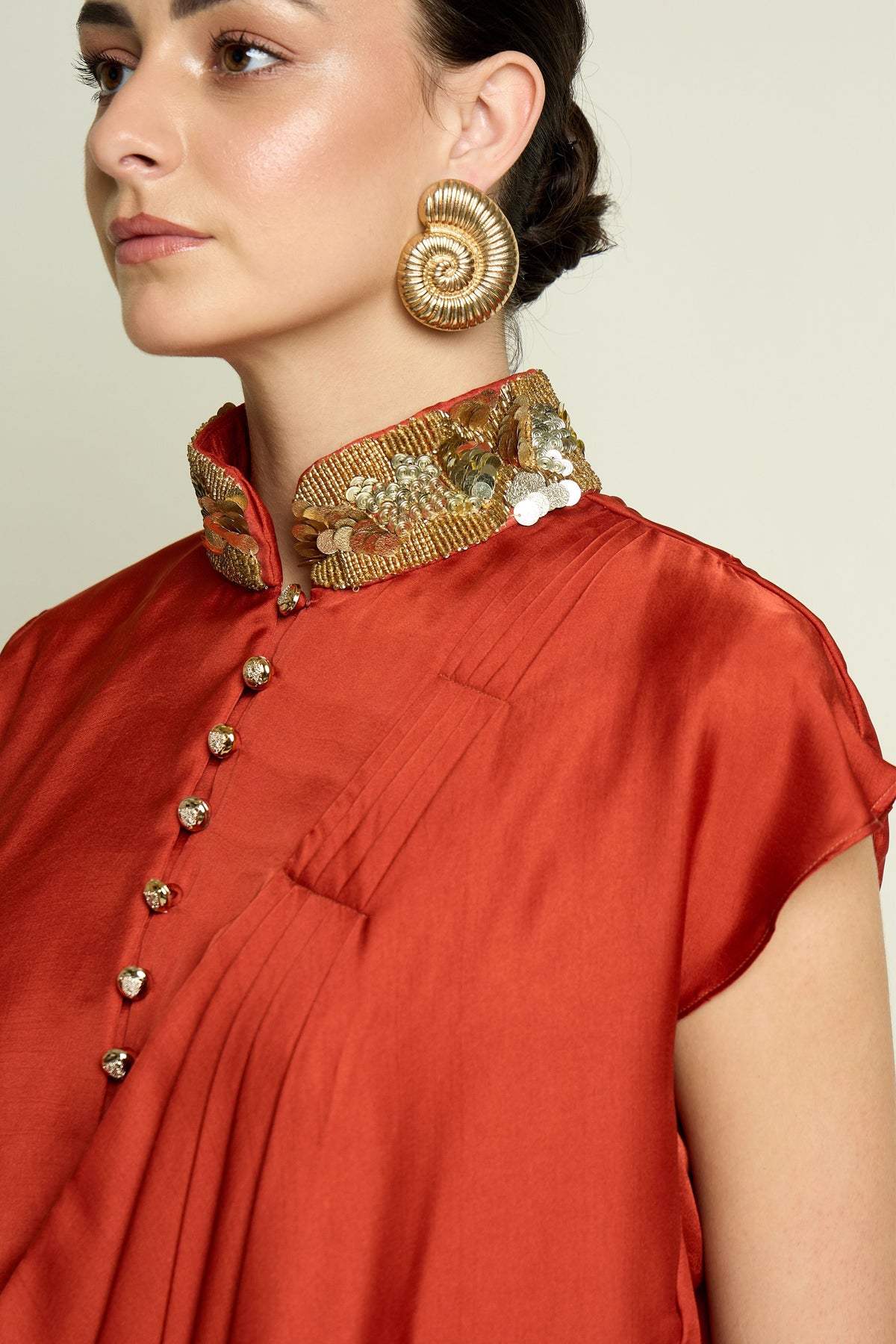 Rust Draped Tunic Set