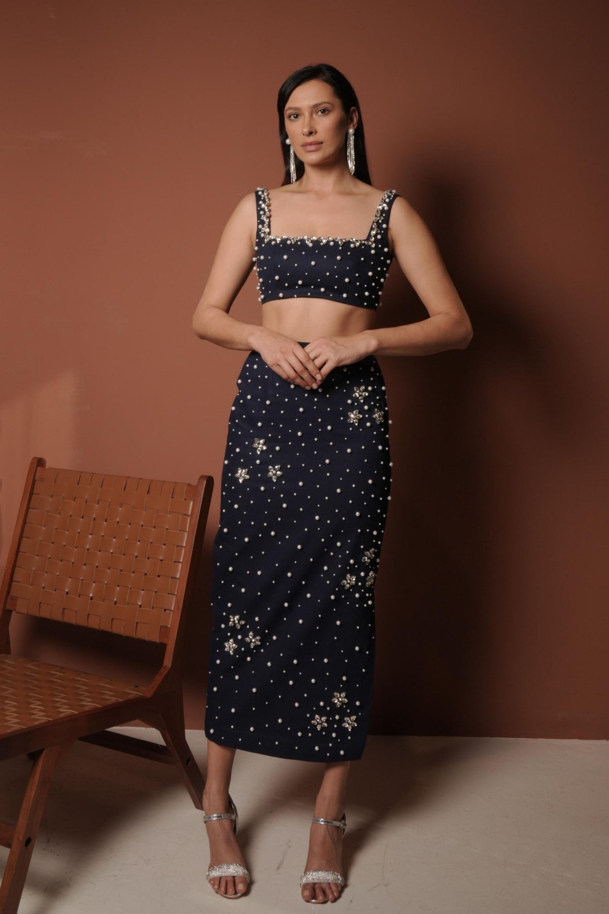 Embellished Tube Top And Skirt
