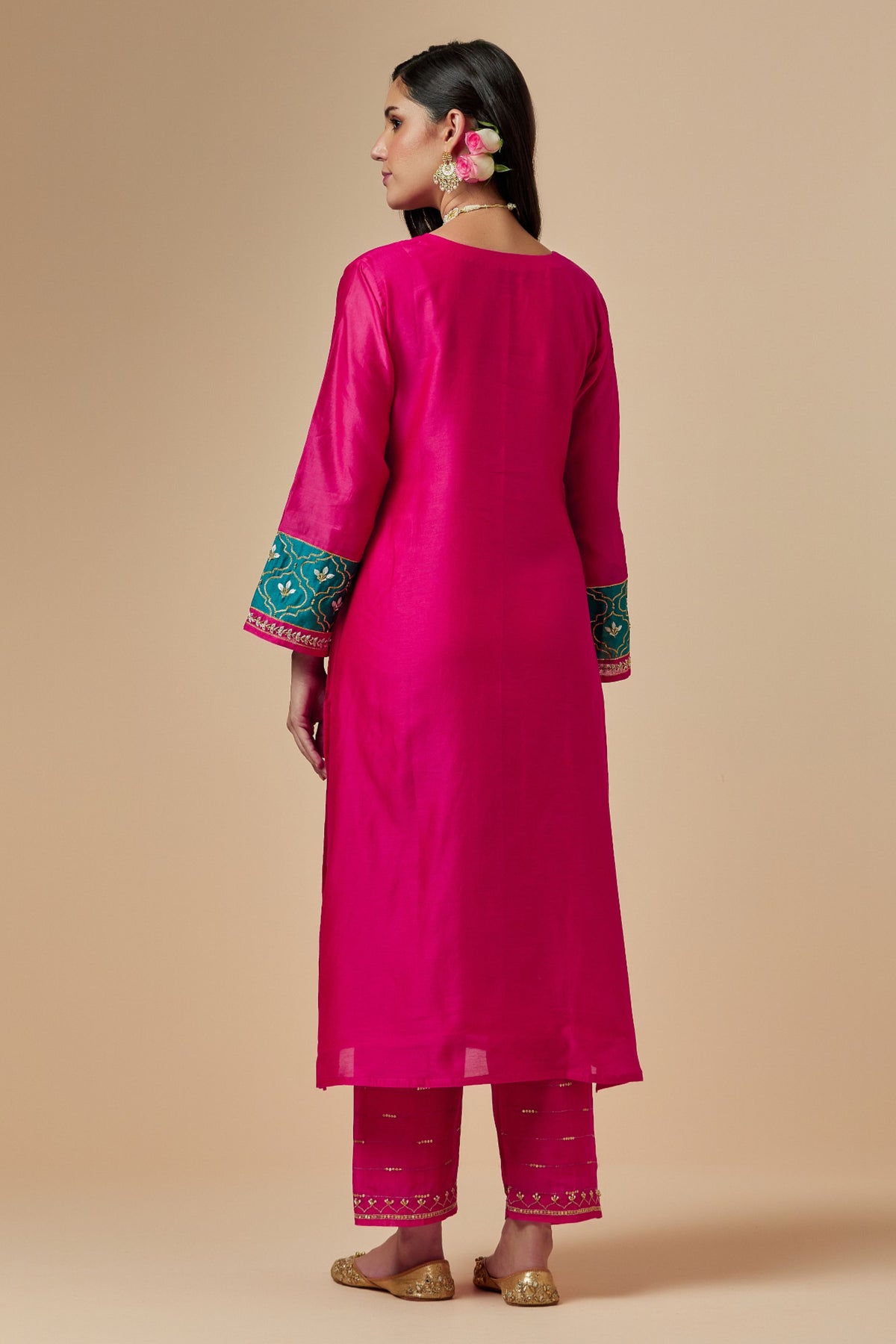 Fuchsia Silk A-line Kurta