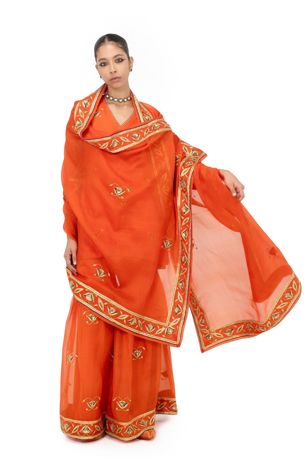 Jamwa Sangod Gerua Kurta And Sharara