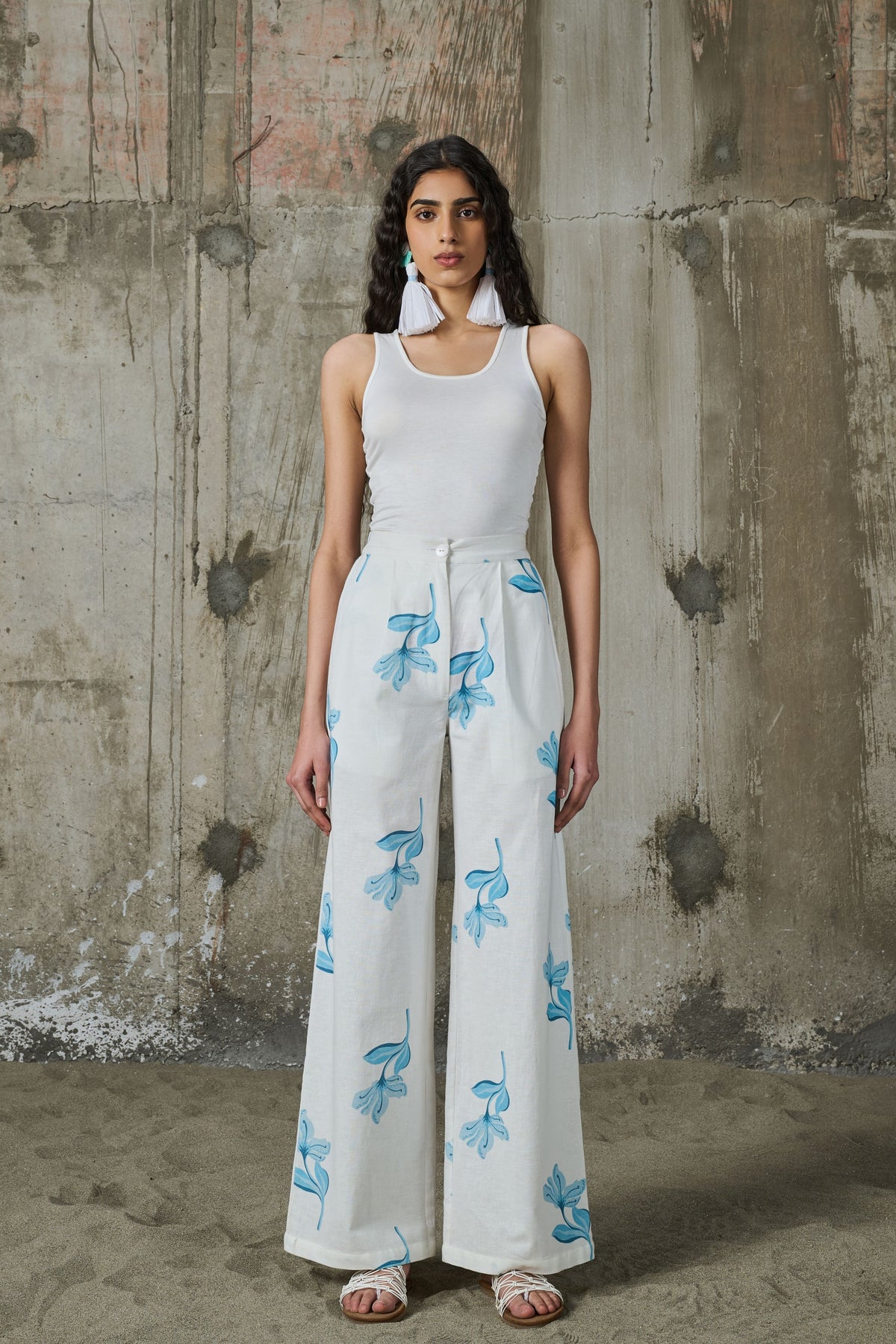 Moonlit Bloom Straight Trousers