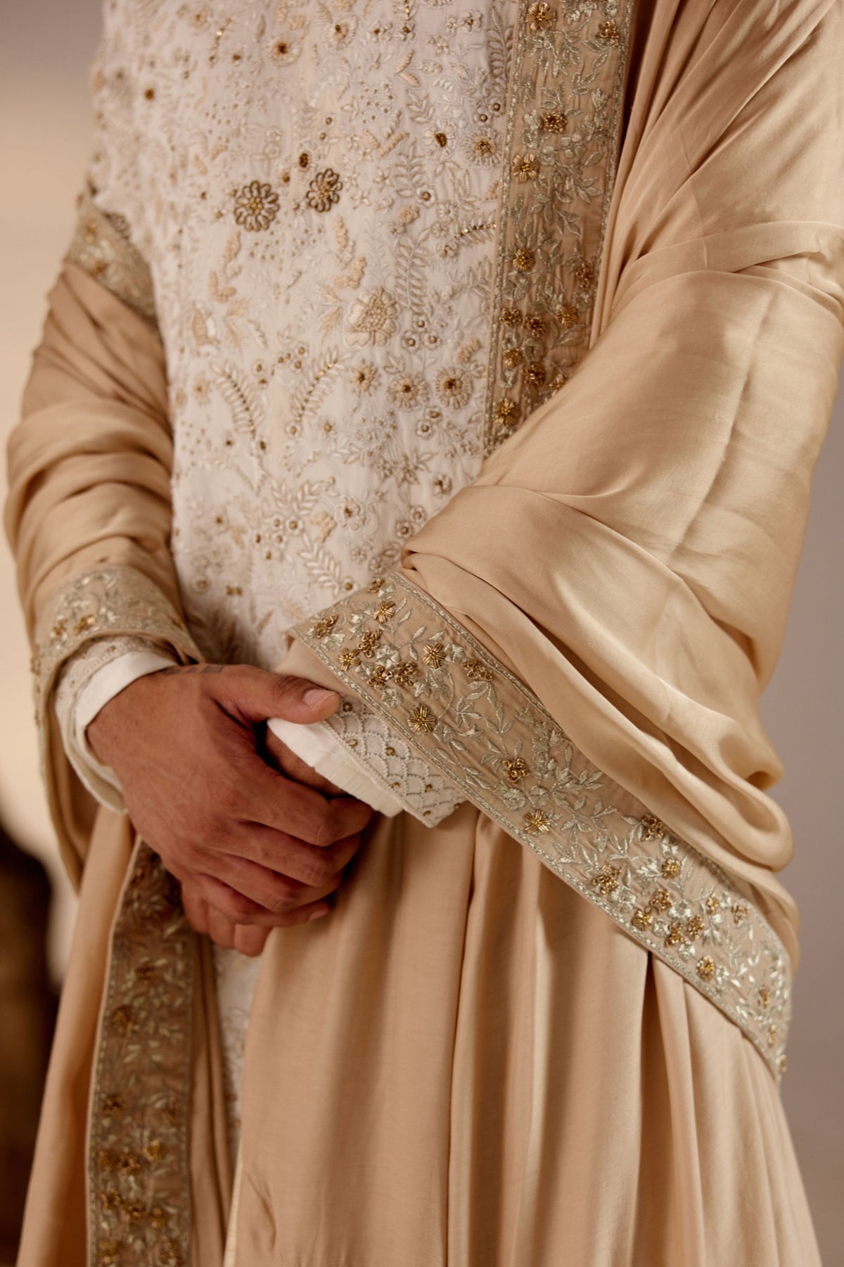 Ivory &amp; Gold Sherwani Set