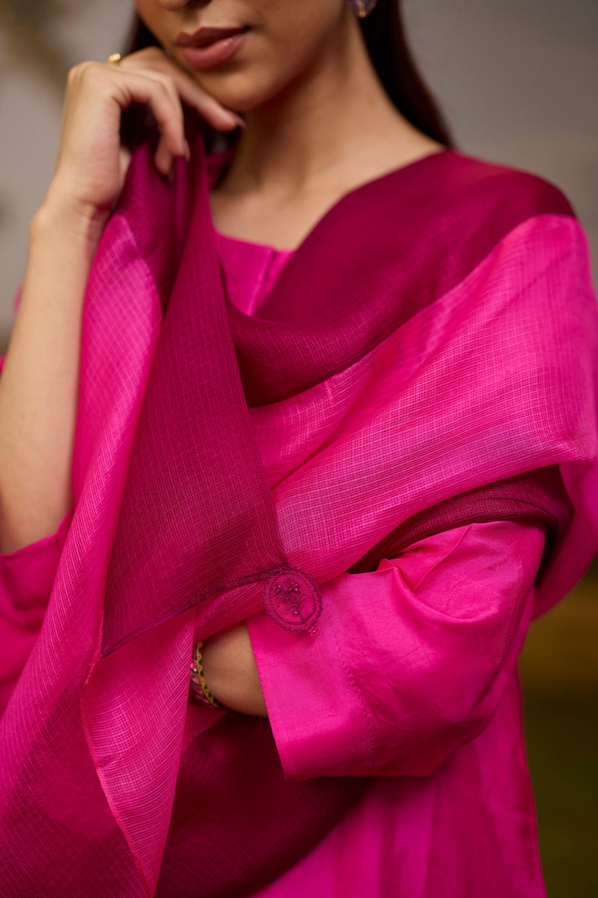 Where Colours Meet Pink Dupatta