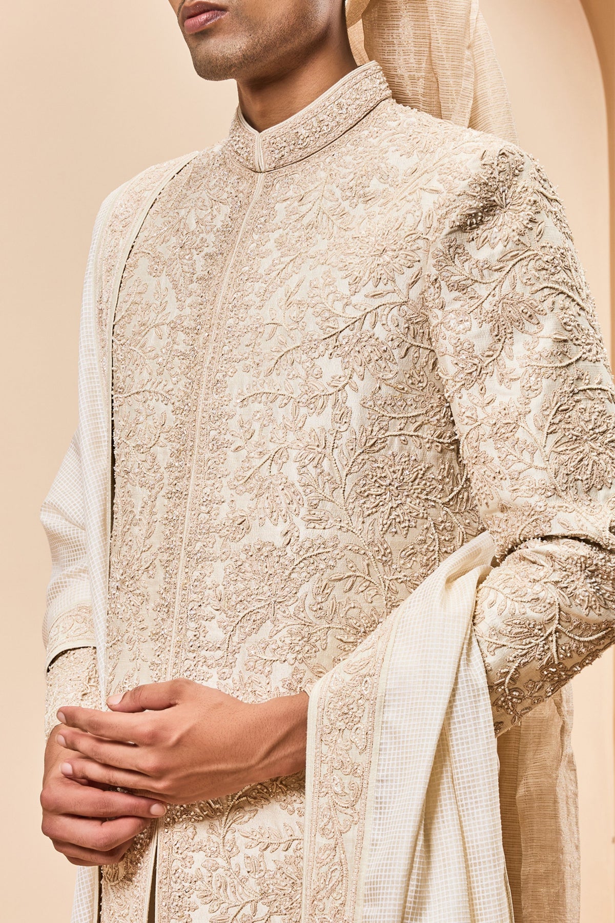 Golden Zari Sherwani Set