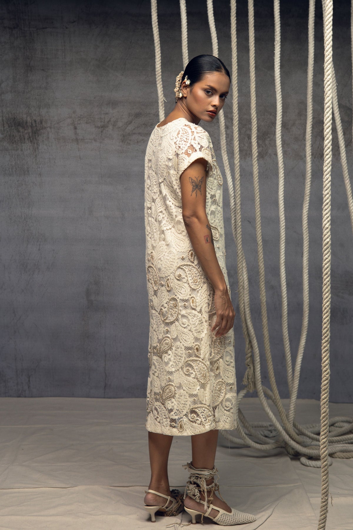 Ivory Paisley Lace Midi
