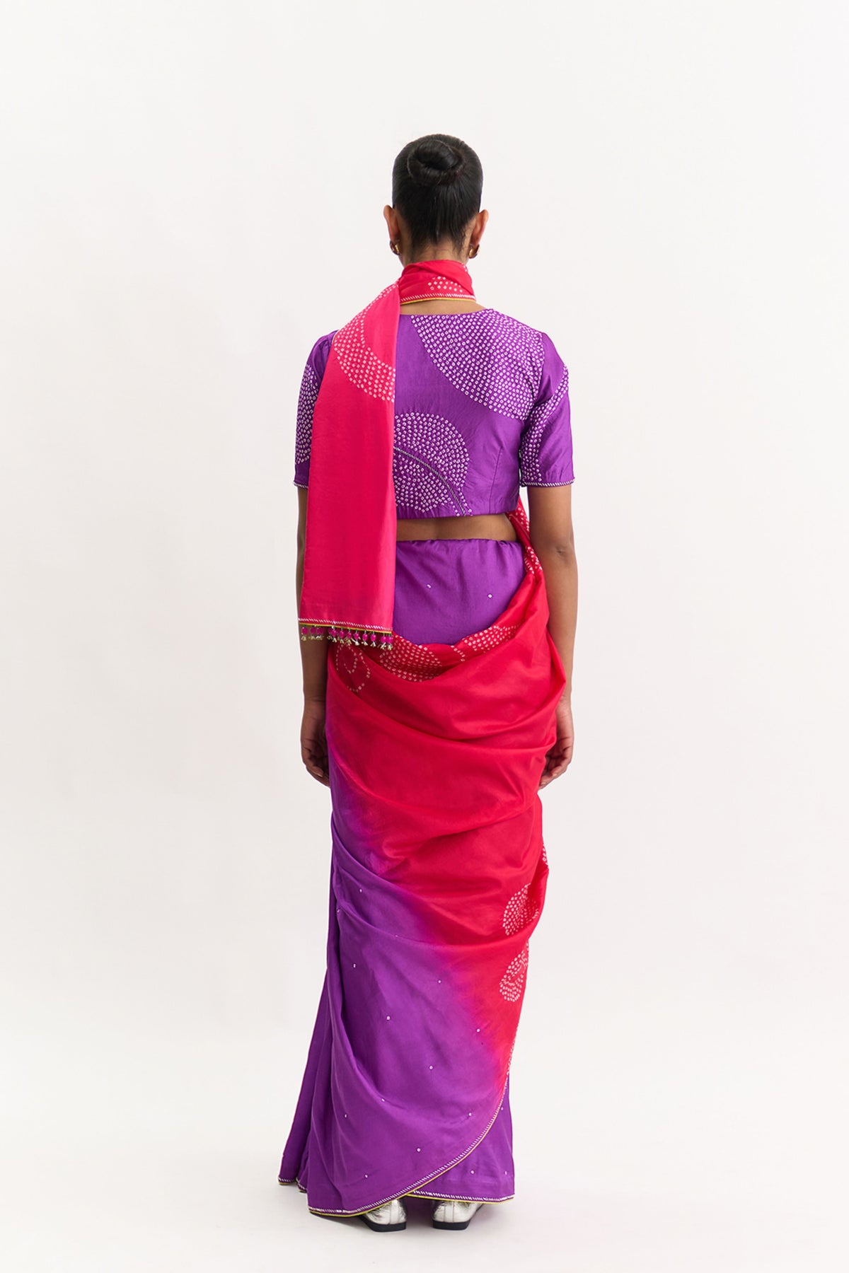 Luna Purple Tomato Saree