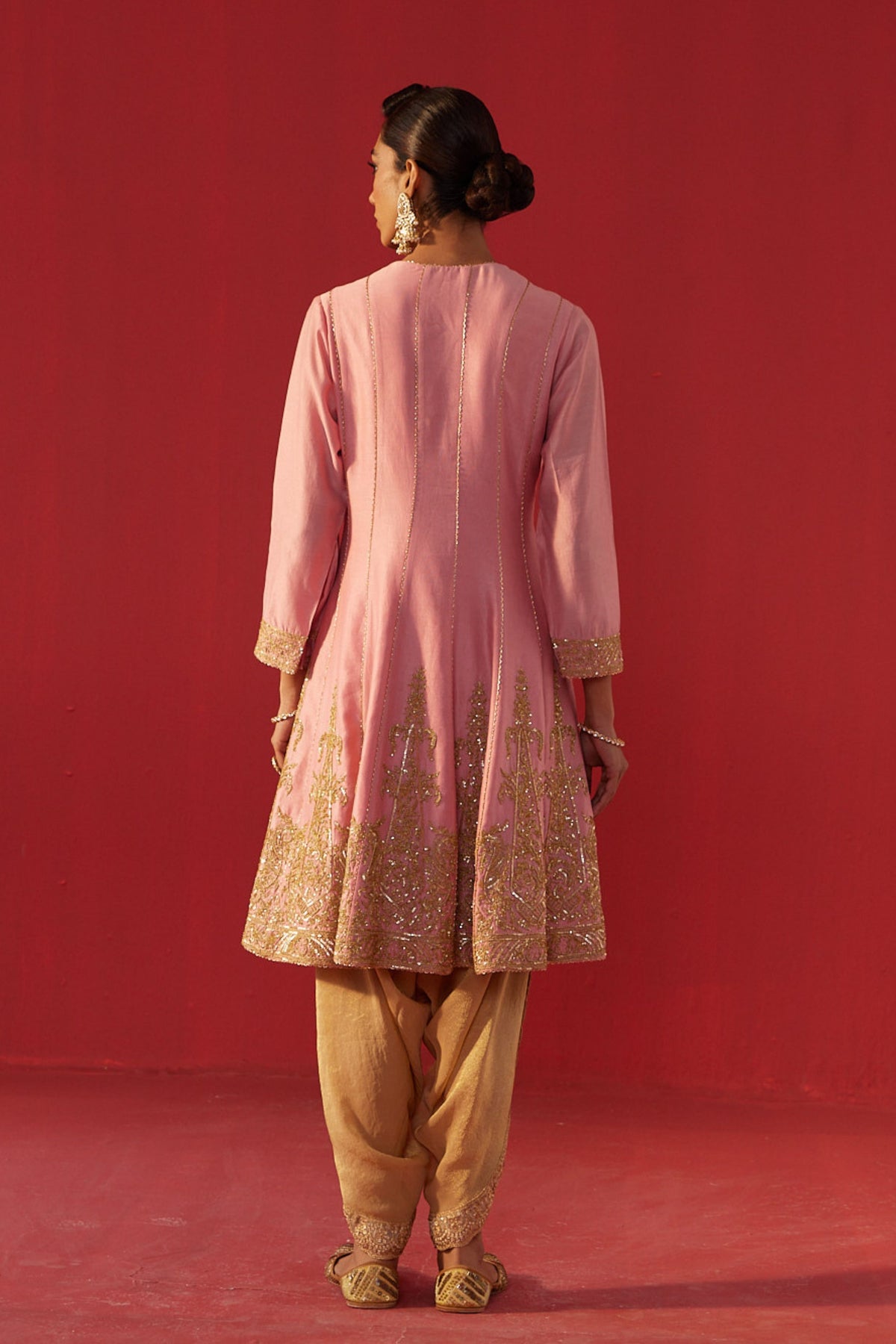Pink Chanderi Kurta Set