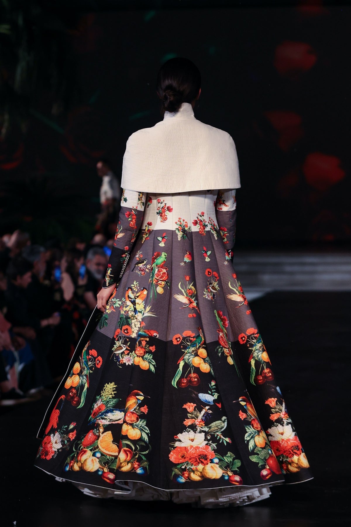 Embroidered Long Printed Quilted Jacket