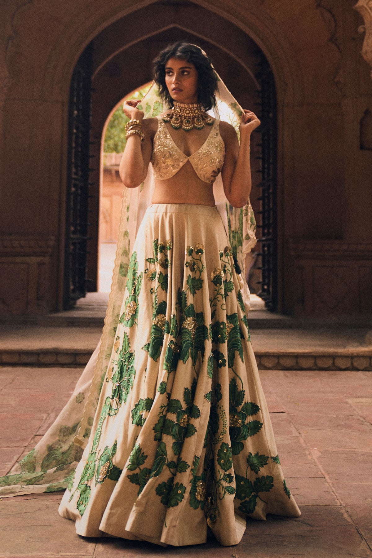 Ivory Floral Lehenga Set