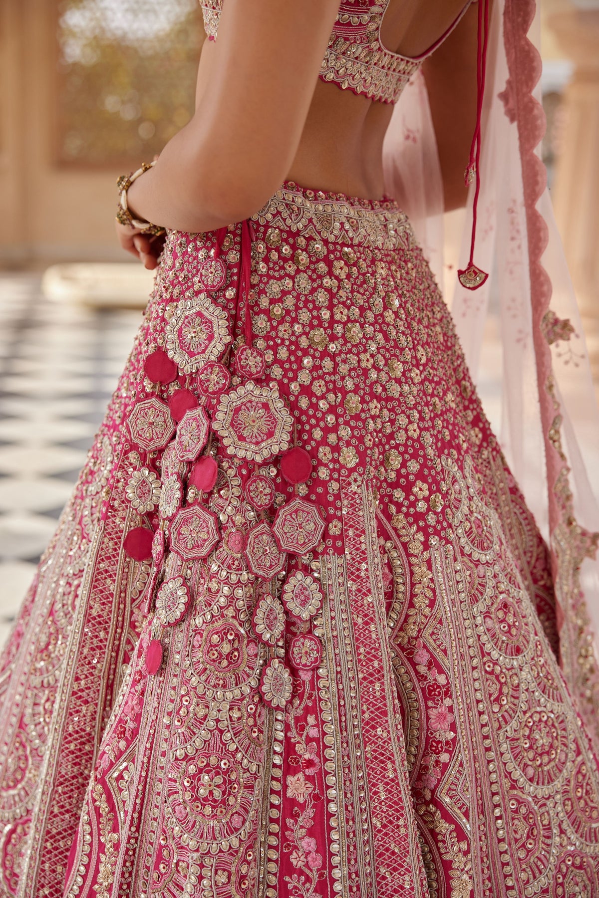 Scarlet Embroidered Lehenga Set