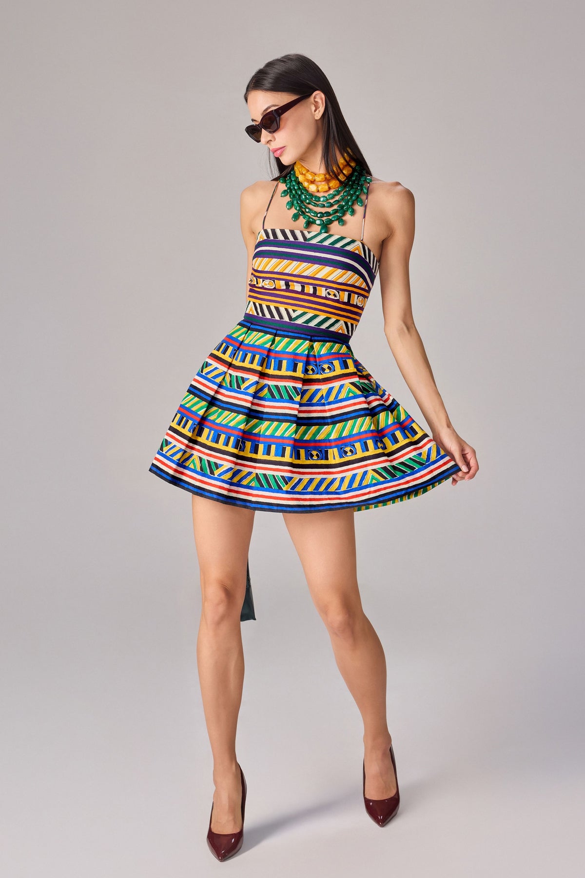 Green Yellow Stripe Fifi Dress