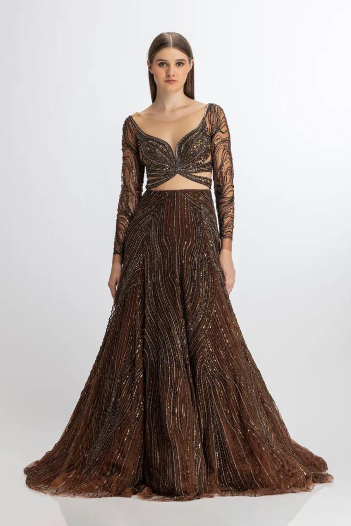 Copper flared gown