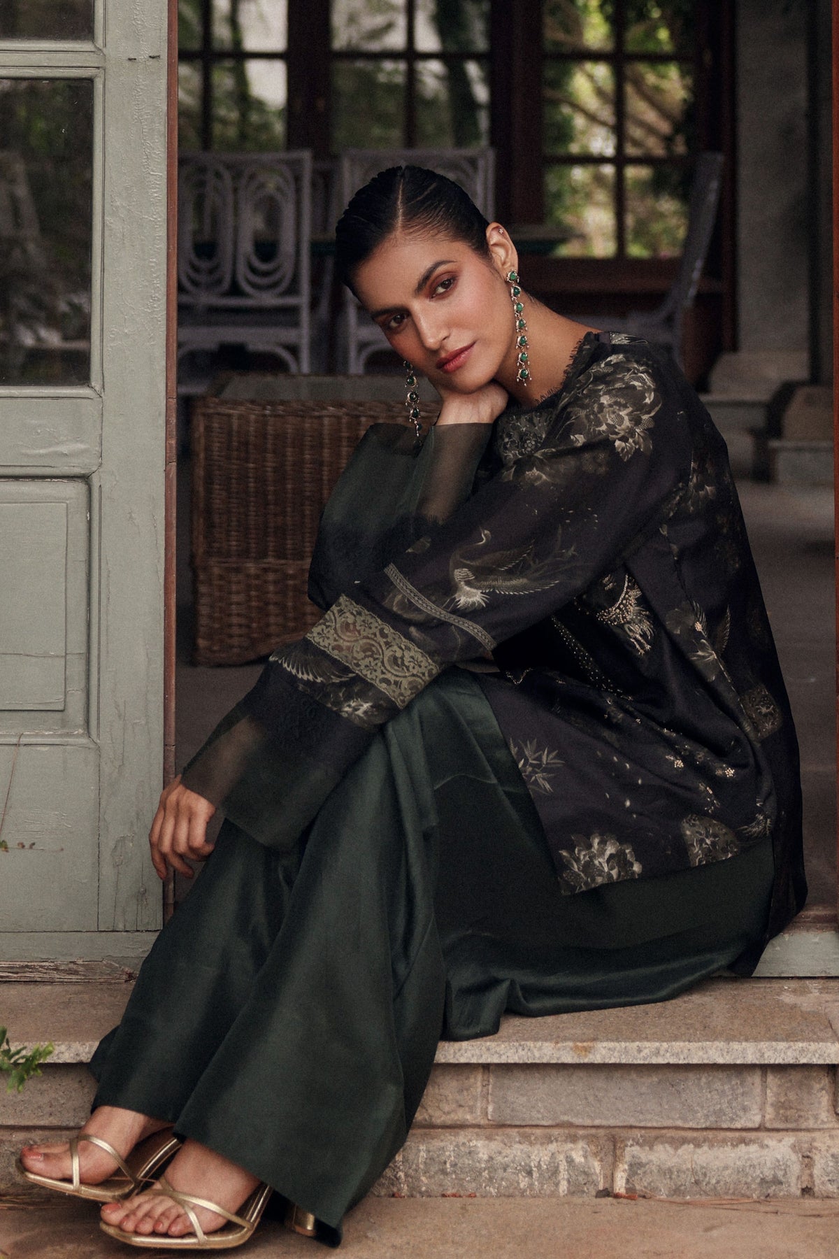 Olive Stitch Tunic With Salwar
