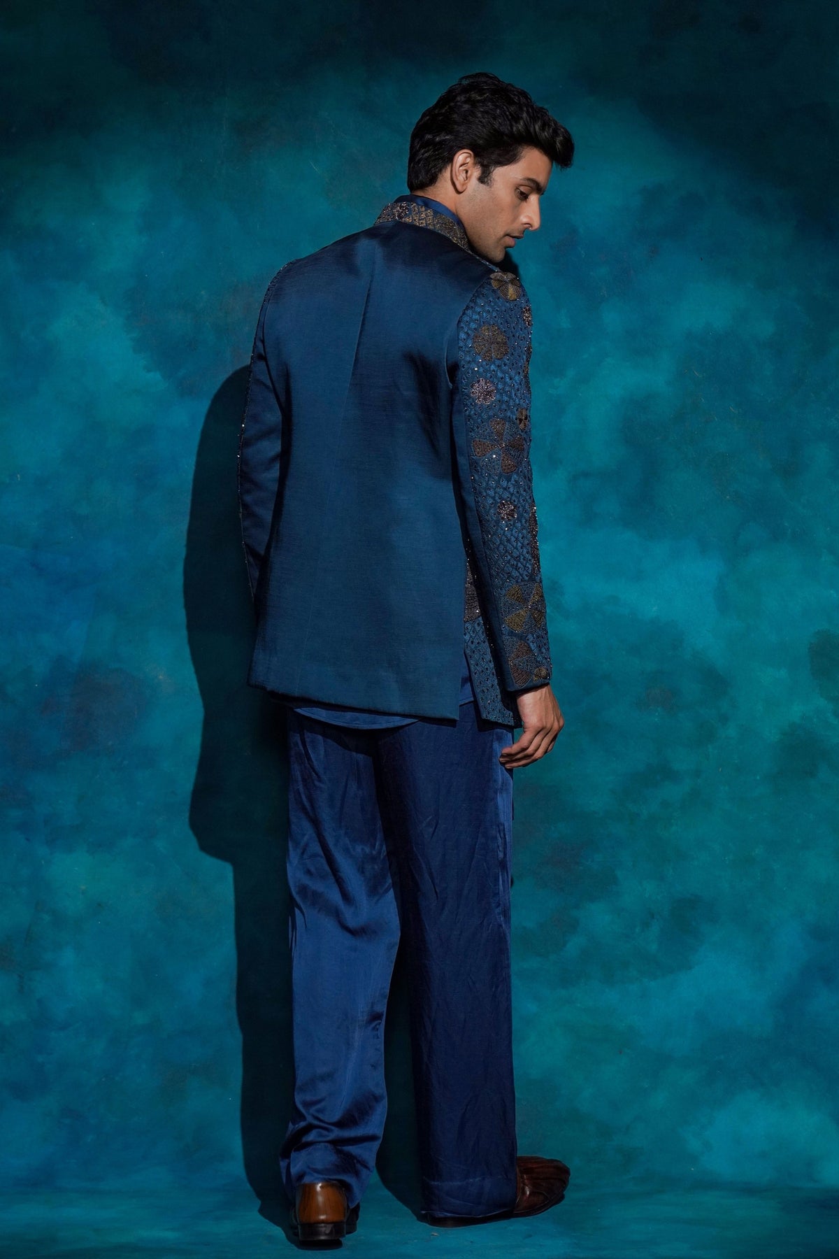 Teal Ombre Short Jacket Set