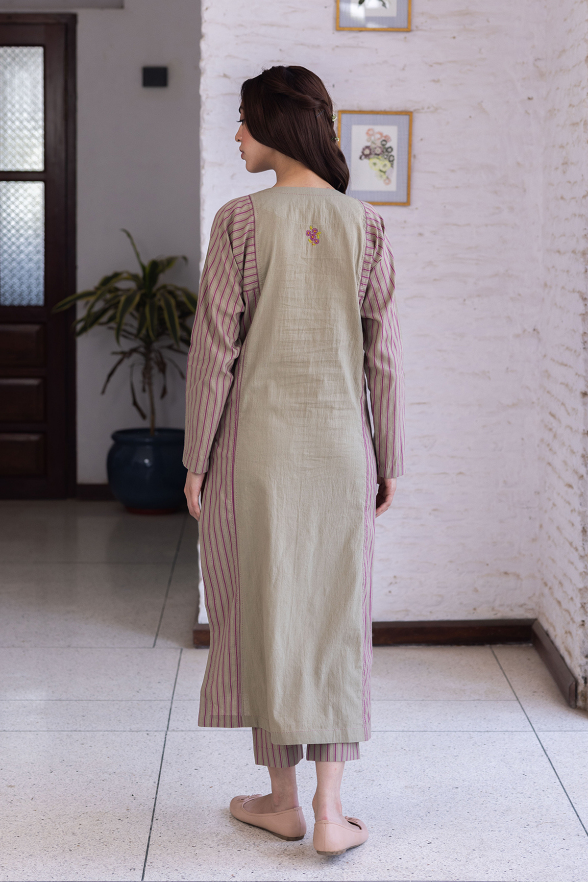 Tender Petals Clay Kurta Set